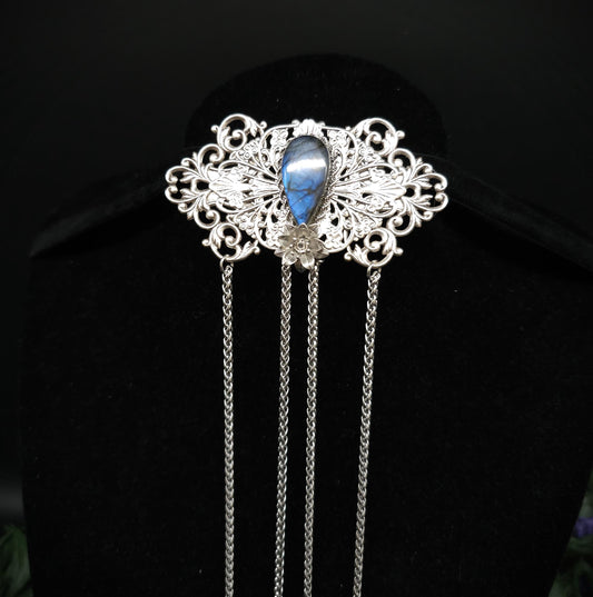 Elfenhafte Jugendstil Brosche ~Vintage Art Nouveau Broschennadel ~ Schalnadel für Fantasy, Gothic, Mittelalter und LARP
