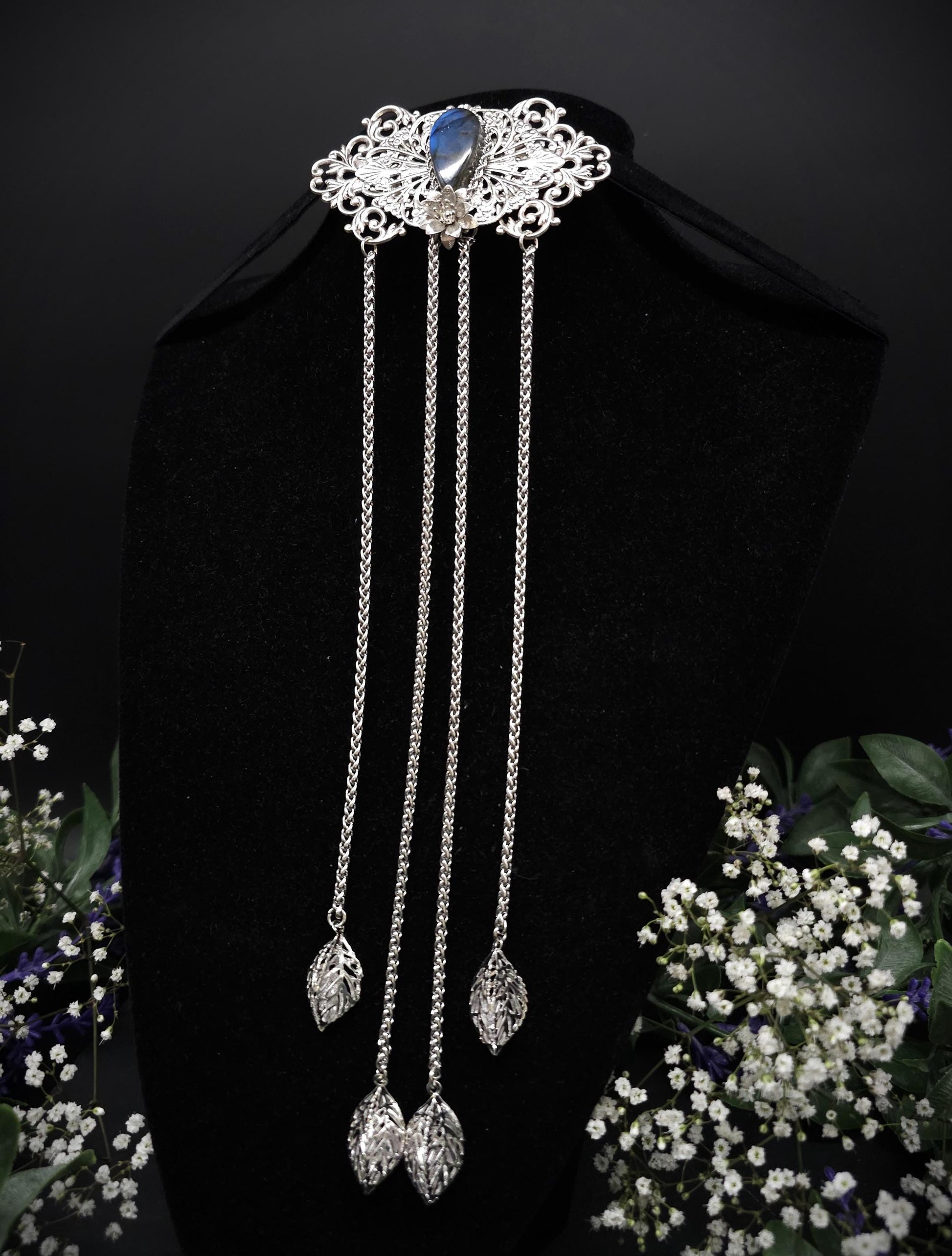 Elfenhafte Jugendstil Brosche ~Vintage Art Nouveau Broschennadel ~ Schalnadel für Fantasy, Gothic, Mittelalter und LARP