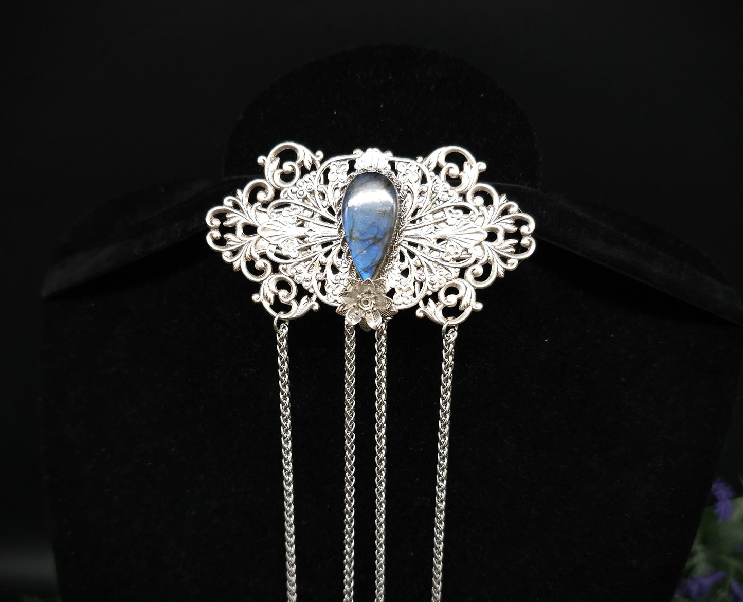 Elfenhafte Jugendstil Brosche ~Vintage Art Nouveau Broschennadel ~ Schalnadel für Fantasy, Gothic, Mittelalter und LARP