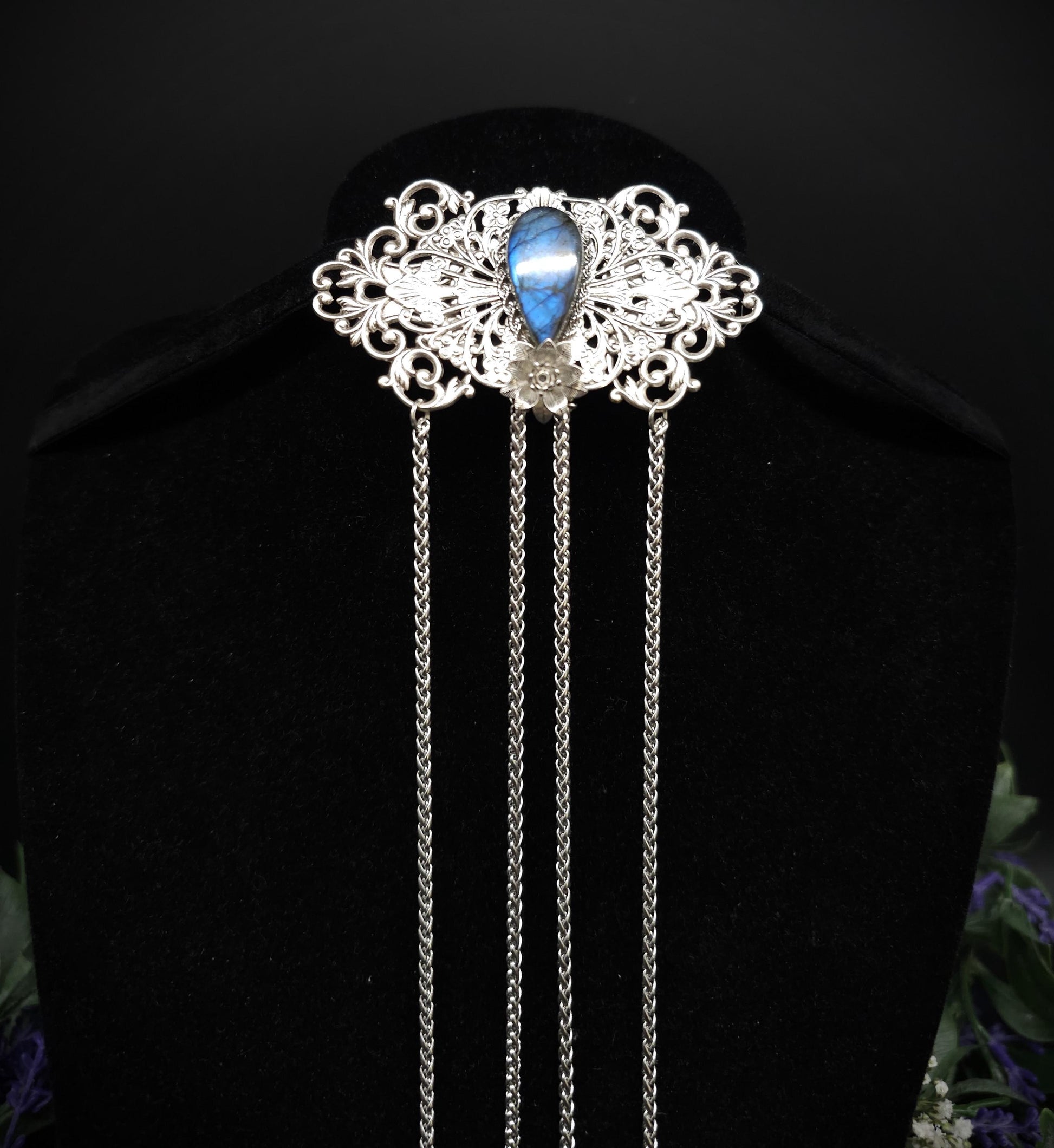 Elfenhafte Jugendstil Brosche ~Vintage Art Nouveau Broschennadel ~ Schalnadel für Fantasy, Gothic, Mittelalter und LARP