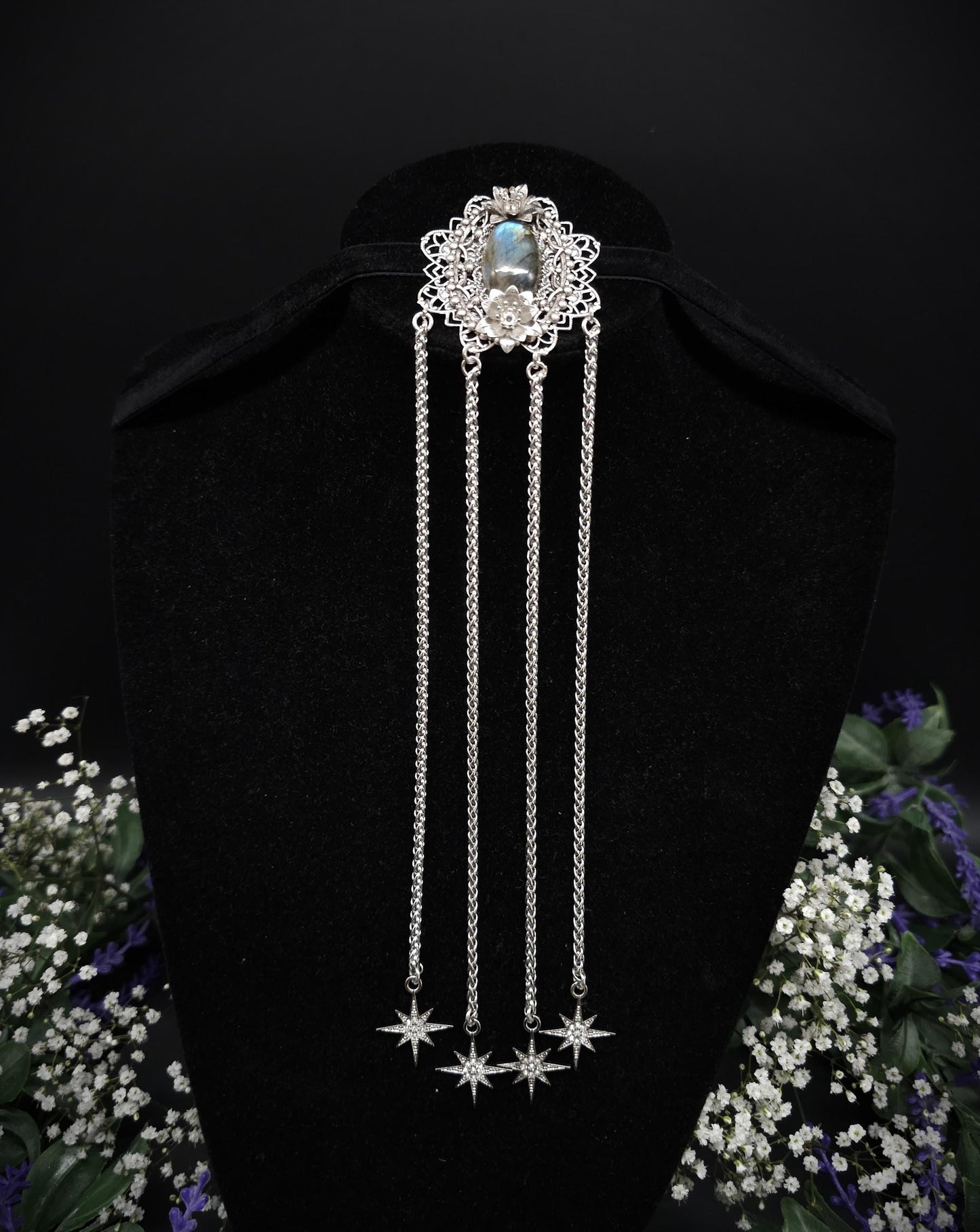 Art Nouveau Brosche ~ Dekorative Labradorit Brosche / Pin ~ Elfenhafter Fantasy Schmuck ~ Braut - und Hochzeitsschmuck