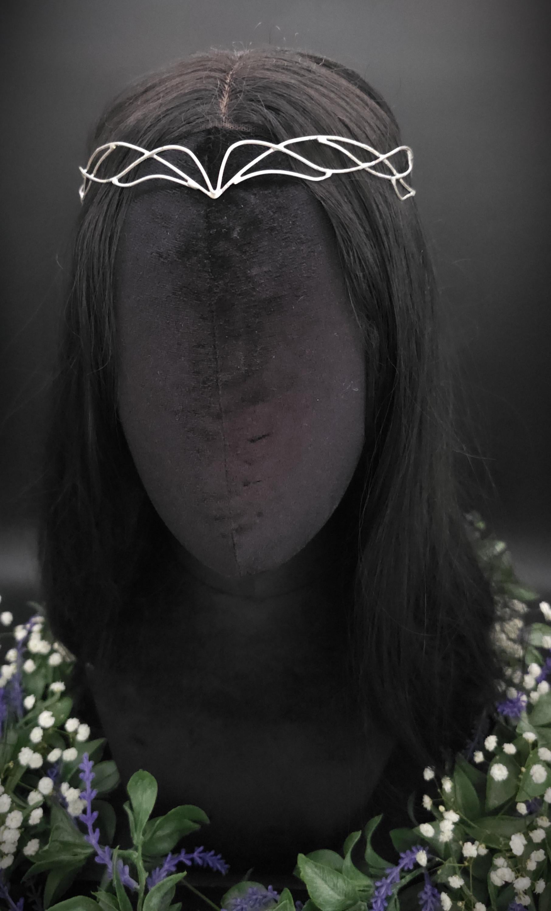 Versilbertes Elfen-Diadem / Designauswahl, Draht-Tiara, größenverstellbar