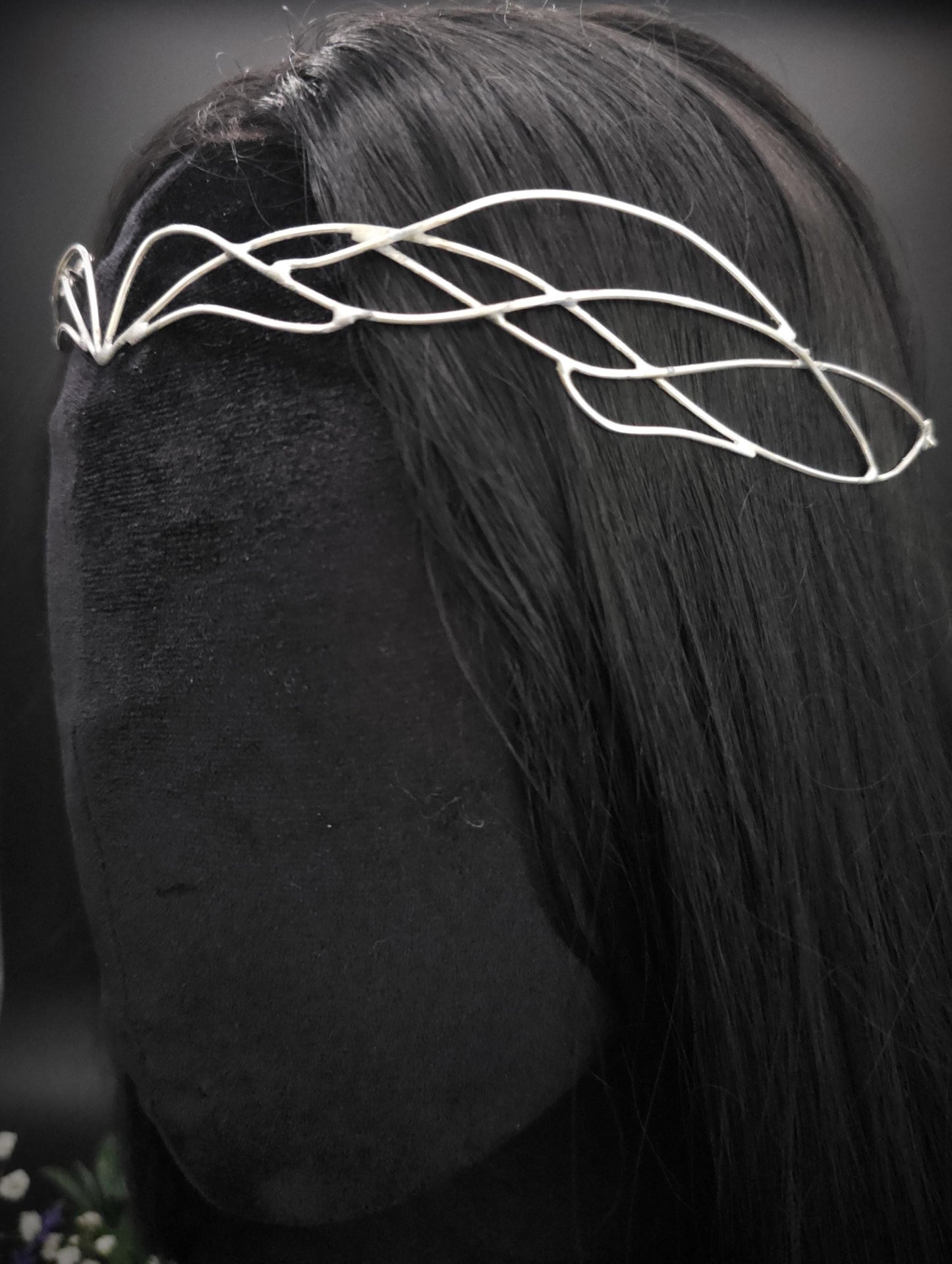 Versilbertes Elfen-Diadem / Designauswahl, Draht-Tiara, größenverstellbar