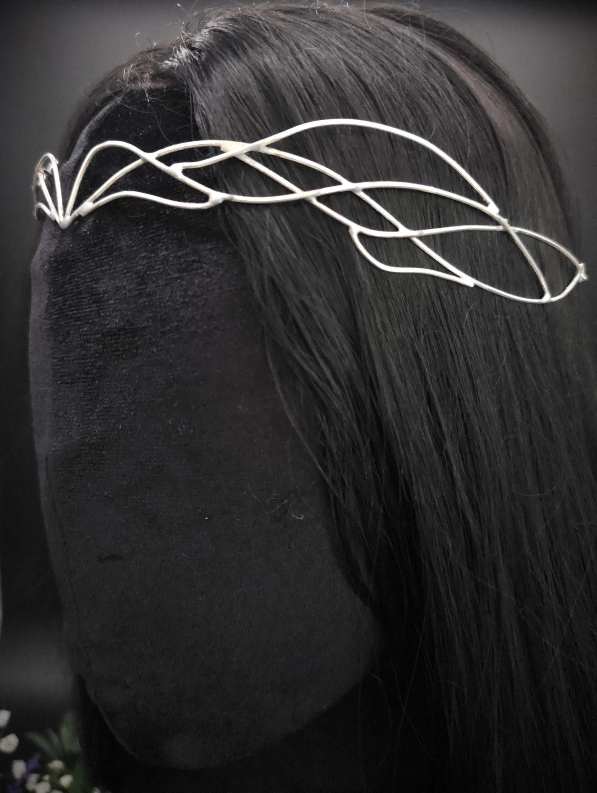 Versilbertes Elfen-Diadem / Designauswahl, Draht-Tiara, größenverstellbar