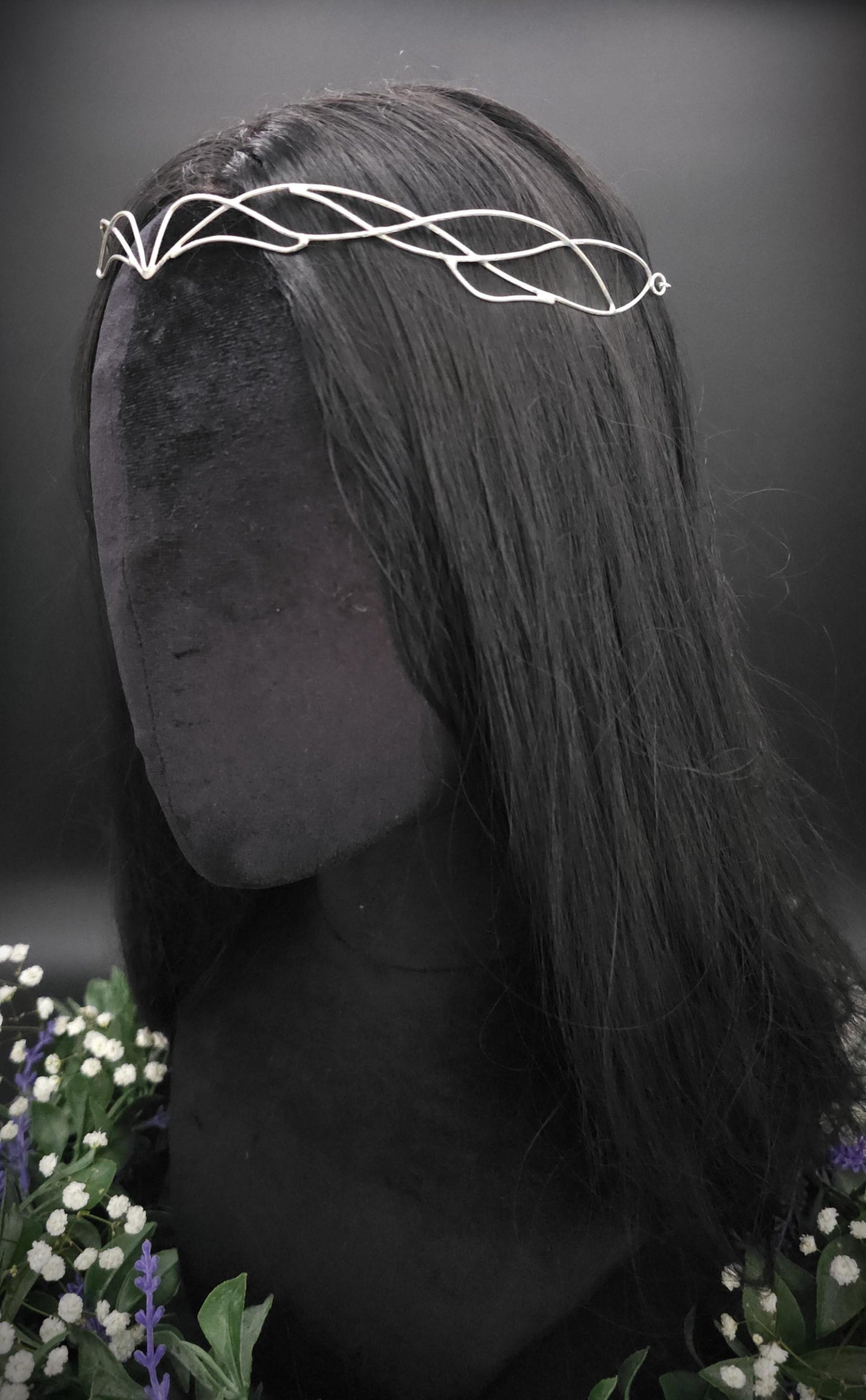 Versilbertes Elfen-Diadem / Designauswahl, Draht-Tiara, größenverstellbar