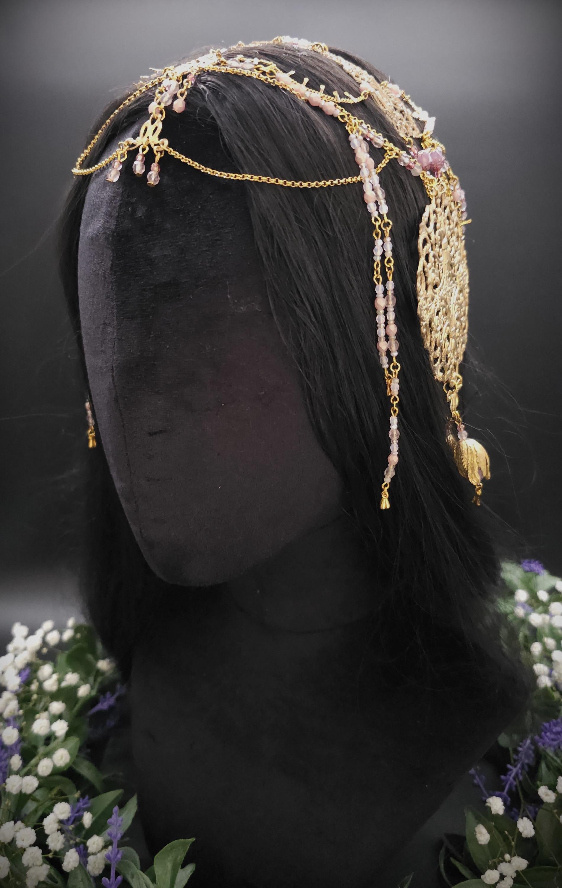 Mucha Art Nouveau Kopfschmuck - Goldenes Headpiece - Tiara - Tribal Dance - Festival & Shooting