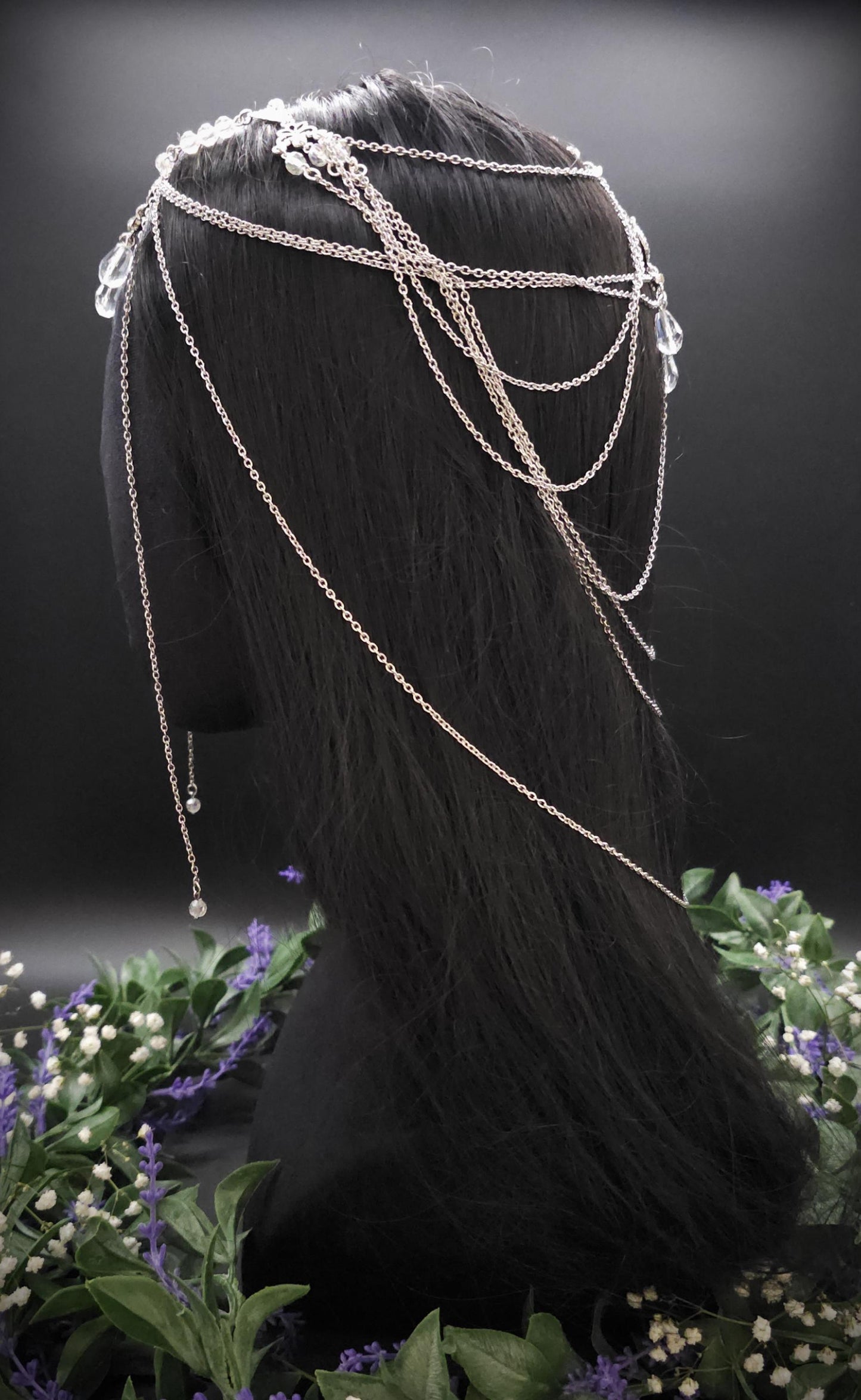 Haarschmuck mit Strass-Applikationen - Fantasy Headpiece - Diadem, Tiara, Kopfschmuck - Haar Accessoire mit Perlen