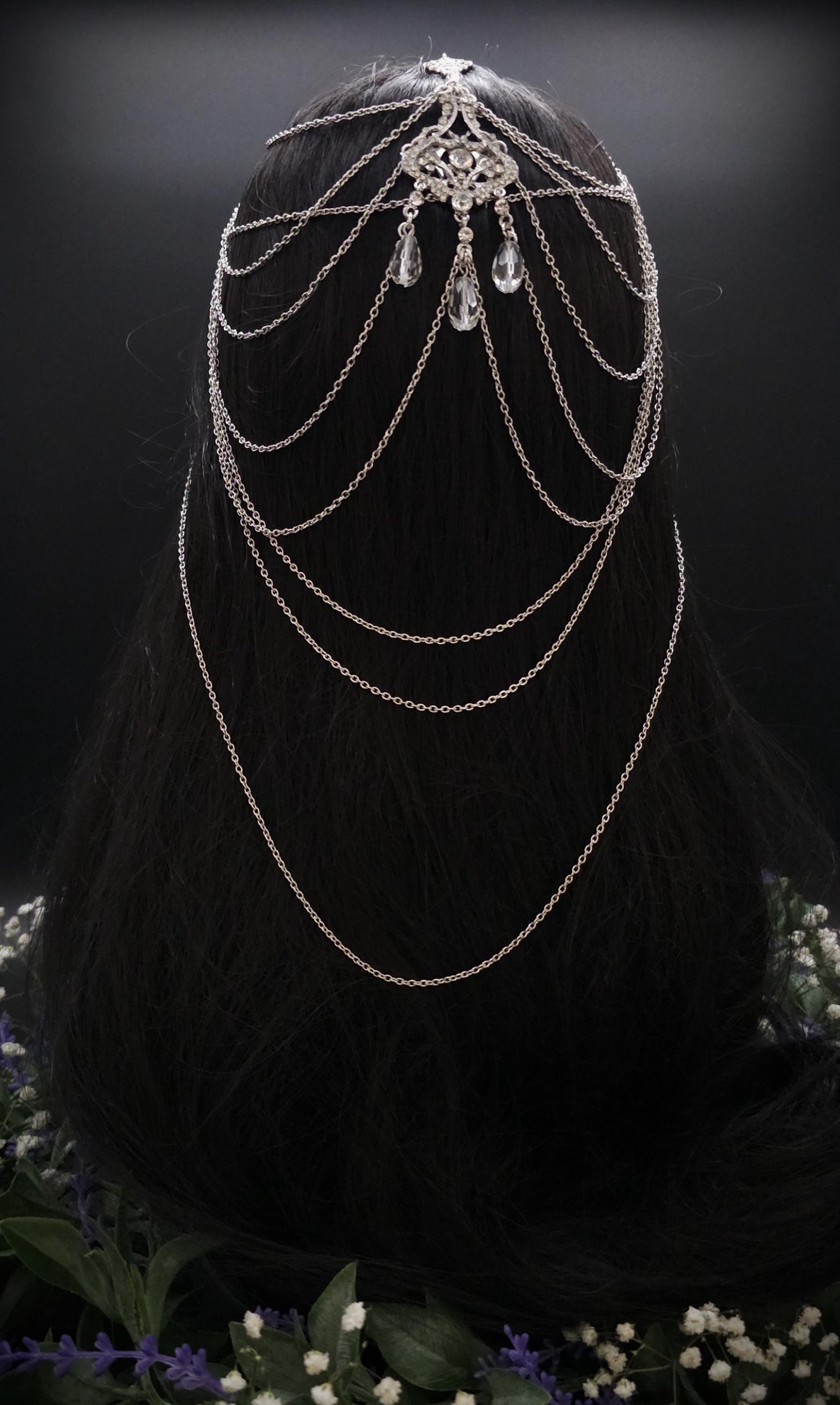 Haarschmuck mit Strass-Applikationen - Fantasy Headpiece - Diadem, Tiara, Kopfschmuck - Haar Accessoire mit Perlen