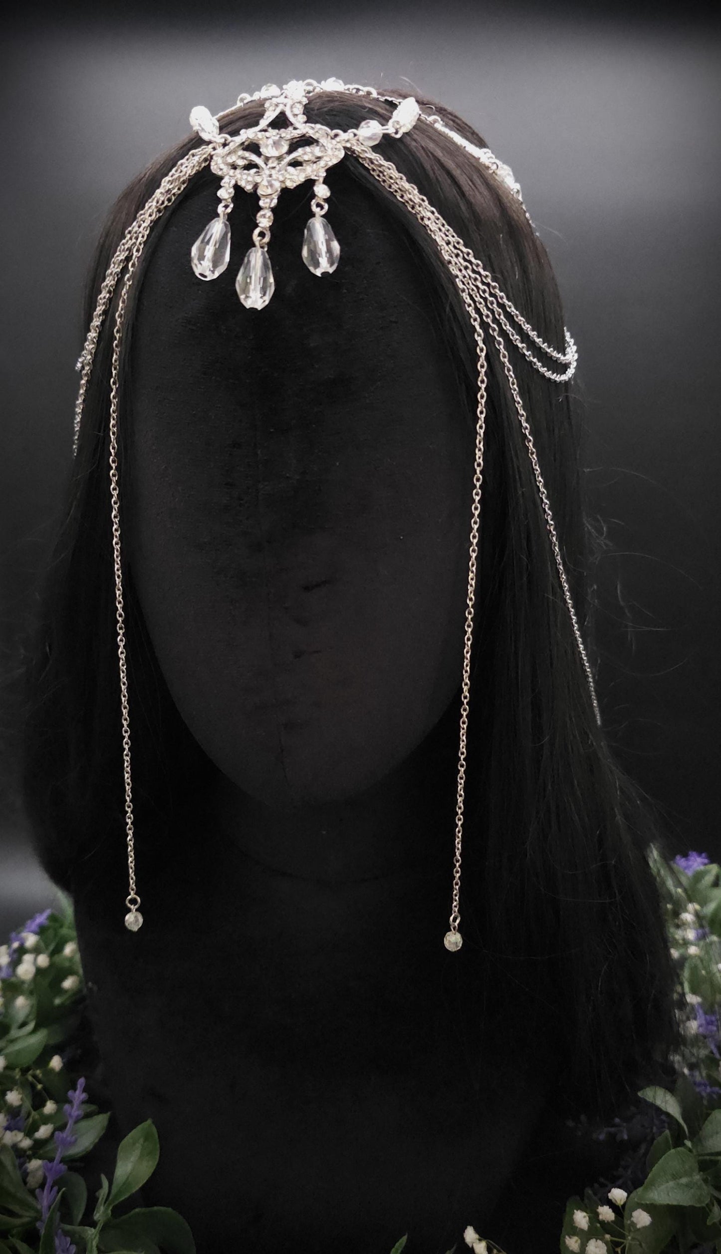 Haarschmuck mit Strass-Applikationen - Fantasy Headpiece - Diadem, Tiara, Kopfschmuck - Haar Accessoire mit Perlen