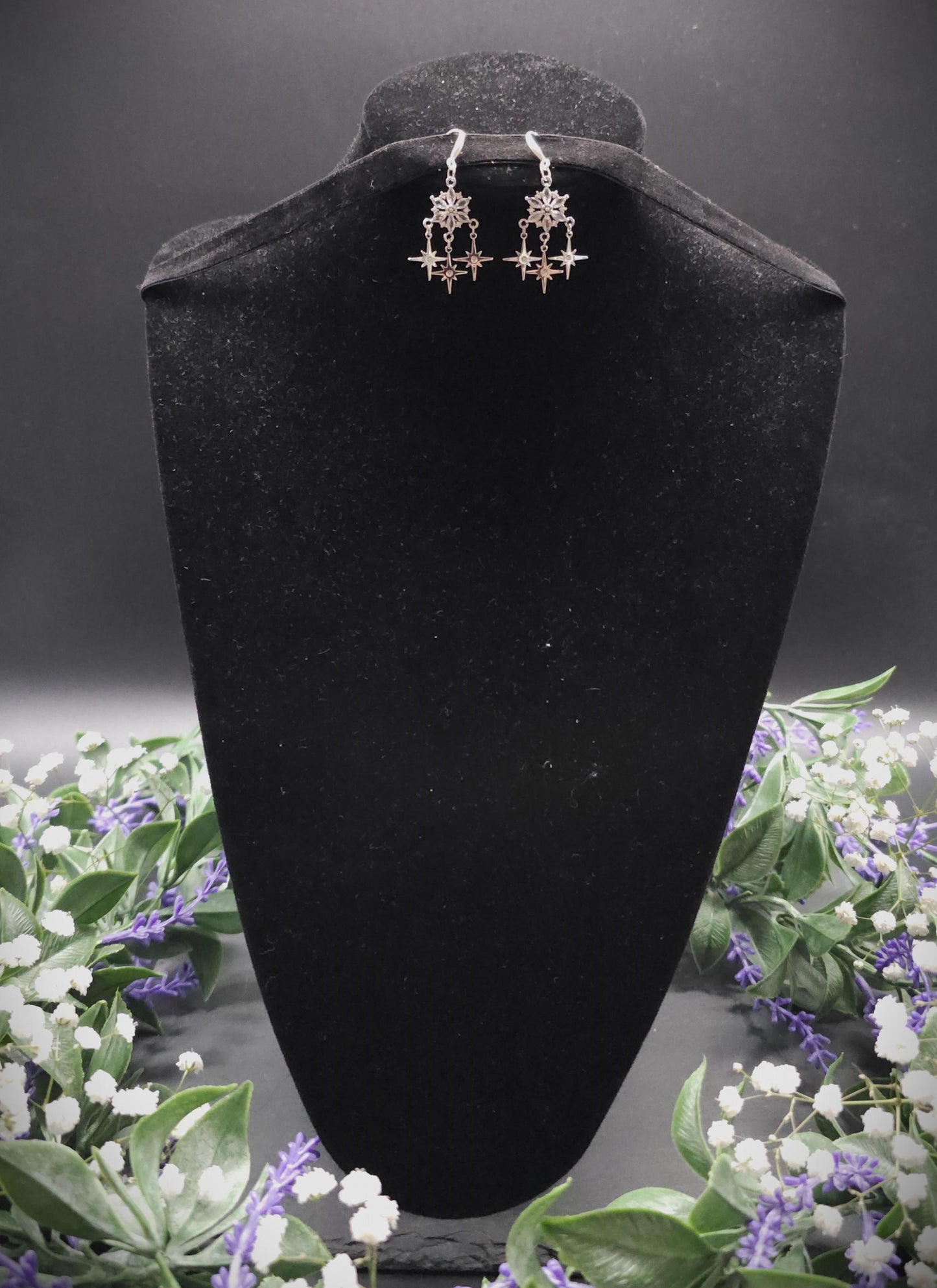 Zirkonia-Stern-Ohrringe - 925er Sterling Silber Hängeohrringe - Ohrringe für Bräute, Hochzeiten, Fantasy & Alltag