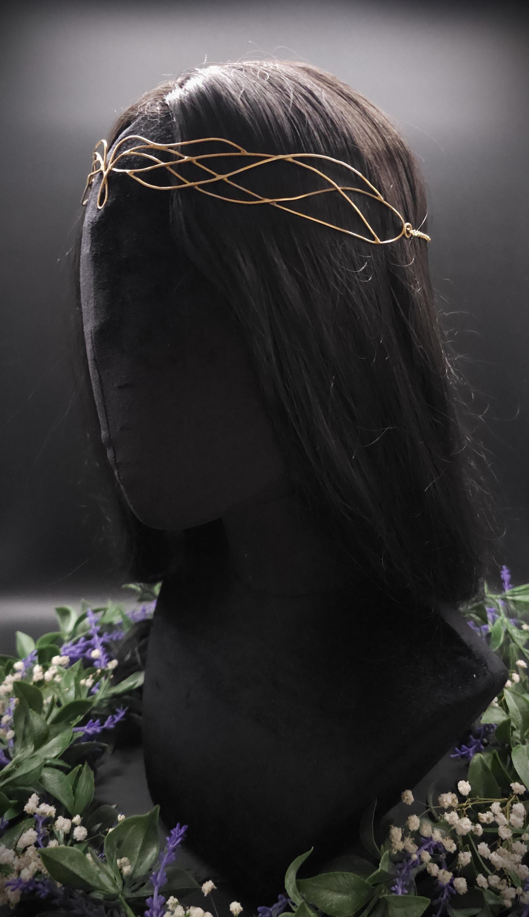 Messing Diadem "Naethé" ~ Draht Tiara im Art Nouveau Design ~ Größenverstellbar ~ Accessoire für LARP, Cosplay und Hochzeiten