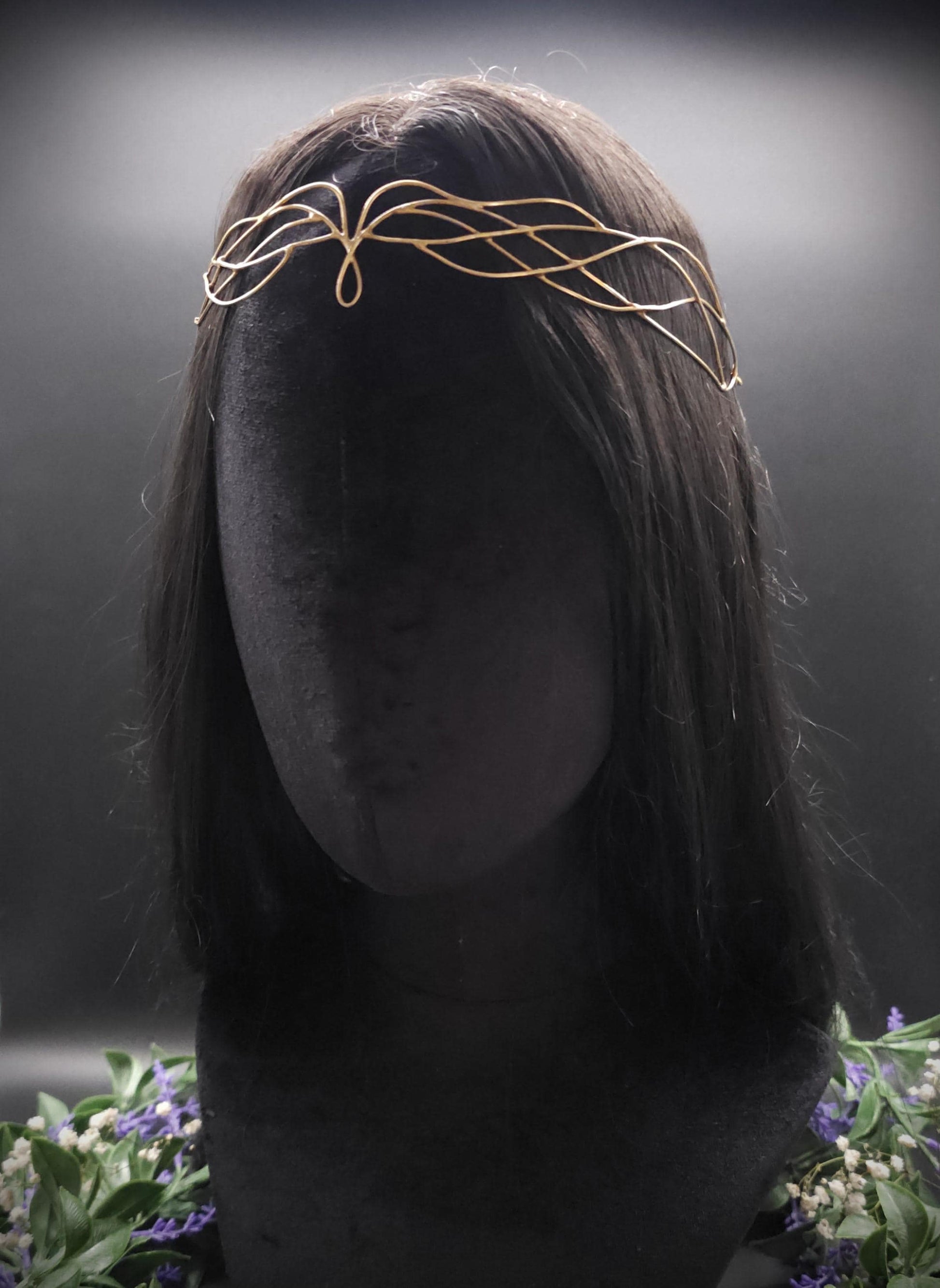 Messing Diadem "Naethé" ~ Draht Tiara im Art Nouveau Design ~ Größenverstellbar ~ Accessoire für LARP, Cosplay und Hochzeiten