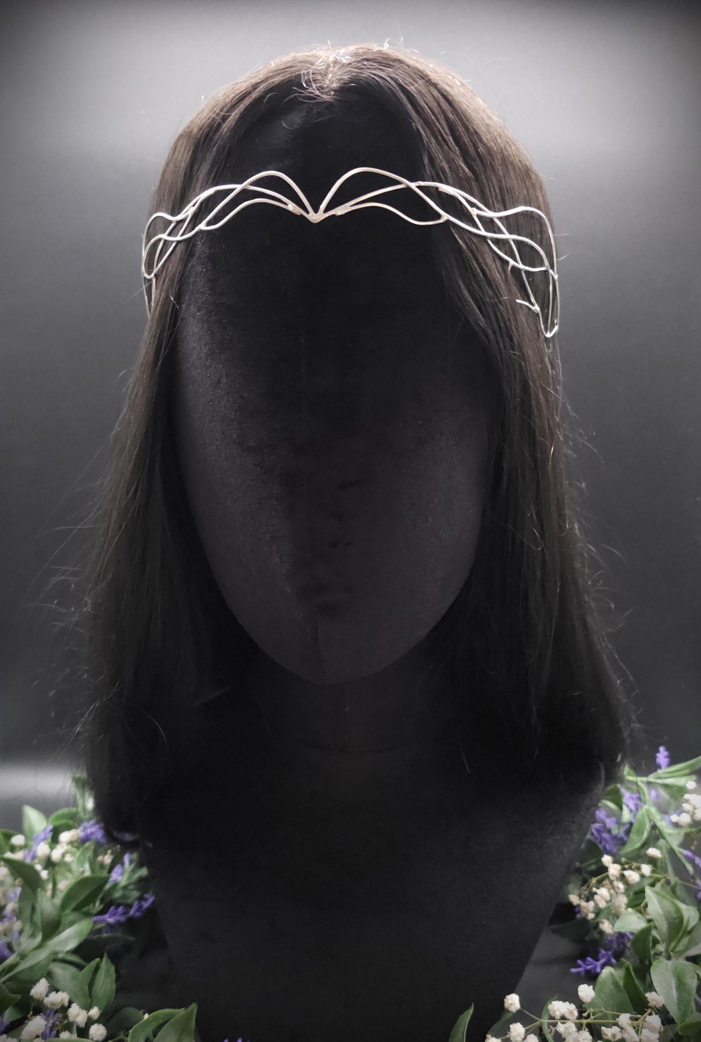 Versilbertes Elfen-Diadem "Ereyah" ~ Draht Tiara im Art Nouveau Design ~ Größenverstellbar ~ Accessoire für LARP, Cosplay und Hochzeiten