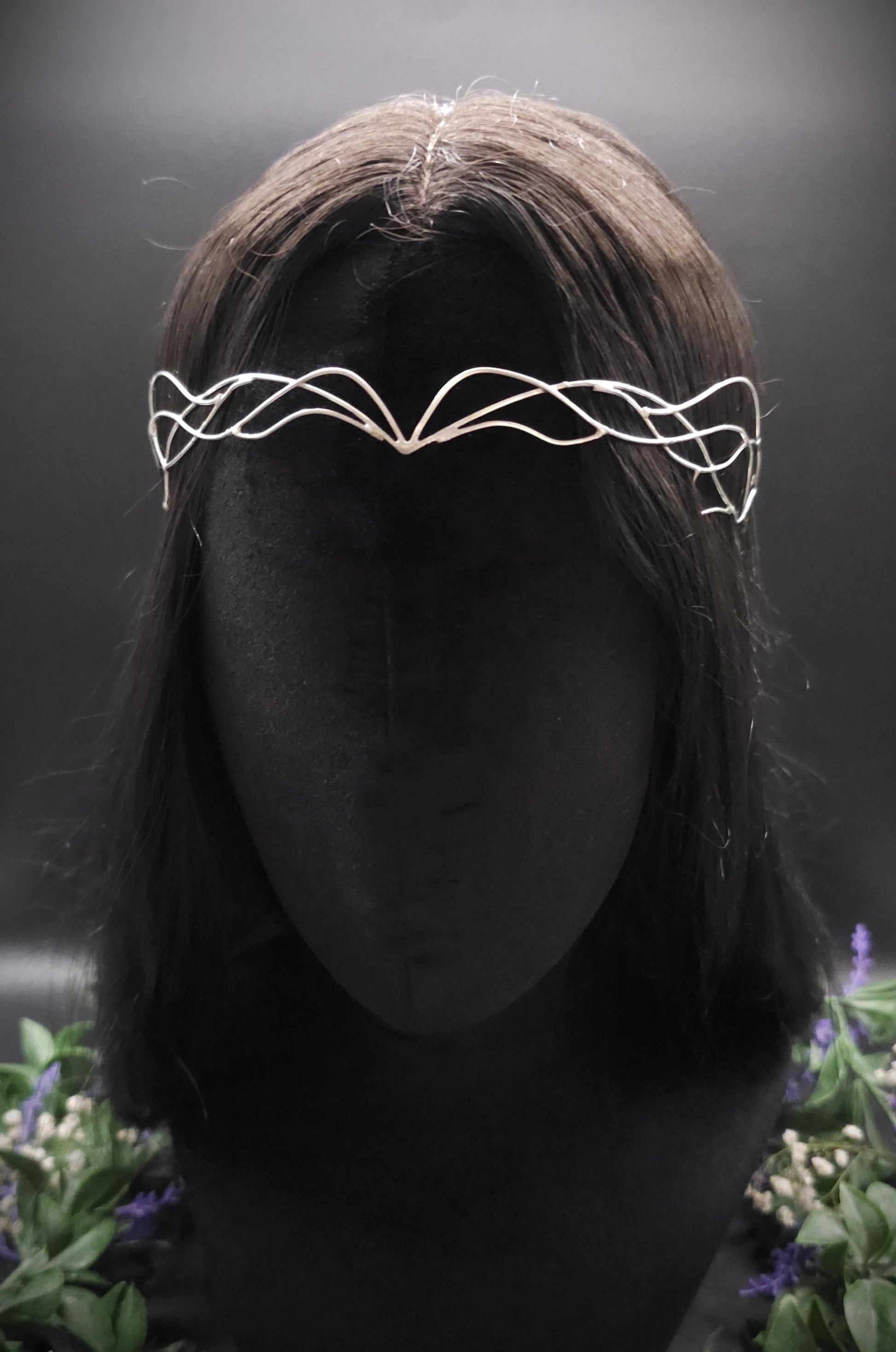 Versilbertes Elfen-Diadem "Ereyah" ~ Draht Tiara im Art Nouveau Design ~ Größenverstellbar ~ Accessoire für LARP, Cosplay und Hochzeiten