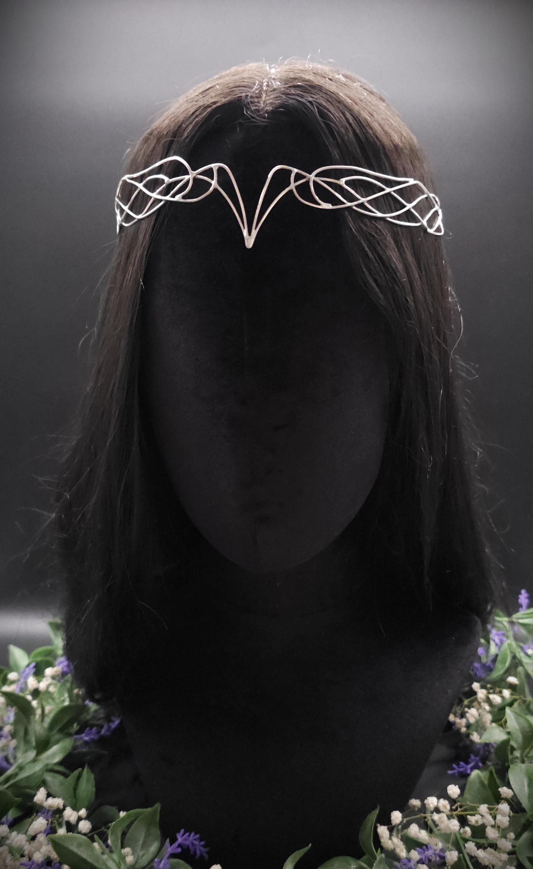 Versilbertes Elfen-Diadem "Nyanvé" ~ Draht Tiara im Art Nouveau Design ~ Größenverstellbar ~ Accessoire für LARP, Cosplay und Hochzeiten