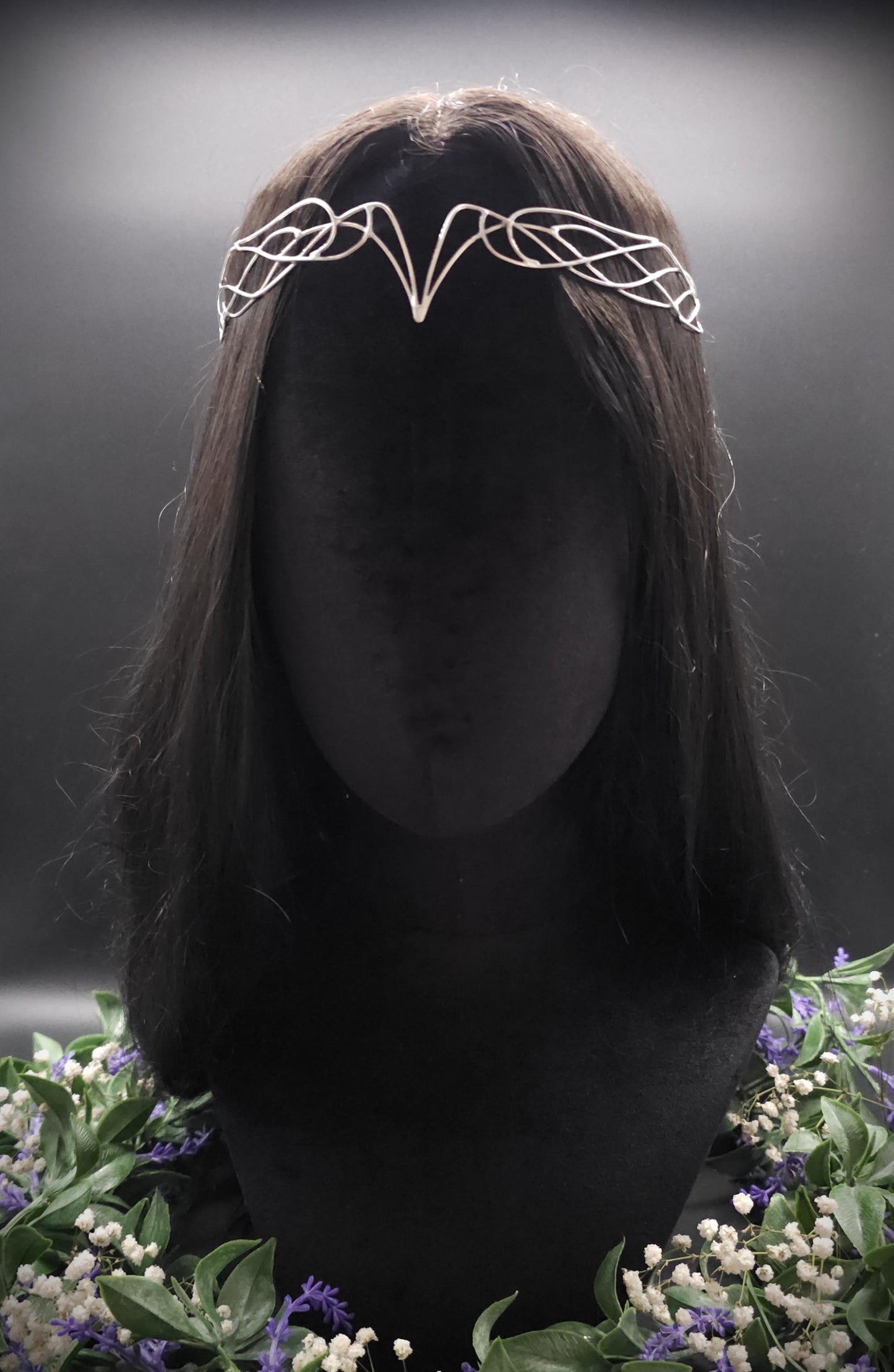 Versilbertes Elfen-Diadem "Nyanvé" ~ Draht Tiara im Art Nouveau Design ~ Größenverstellbar ~ Accessoire für LARP, Cosplay und Hochzeiten