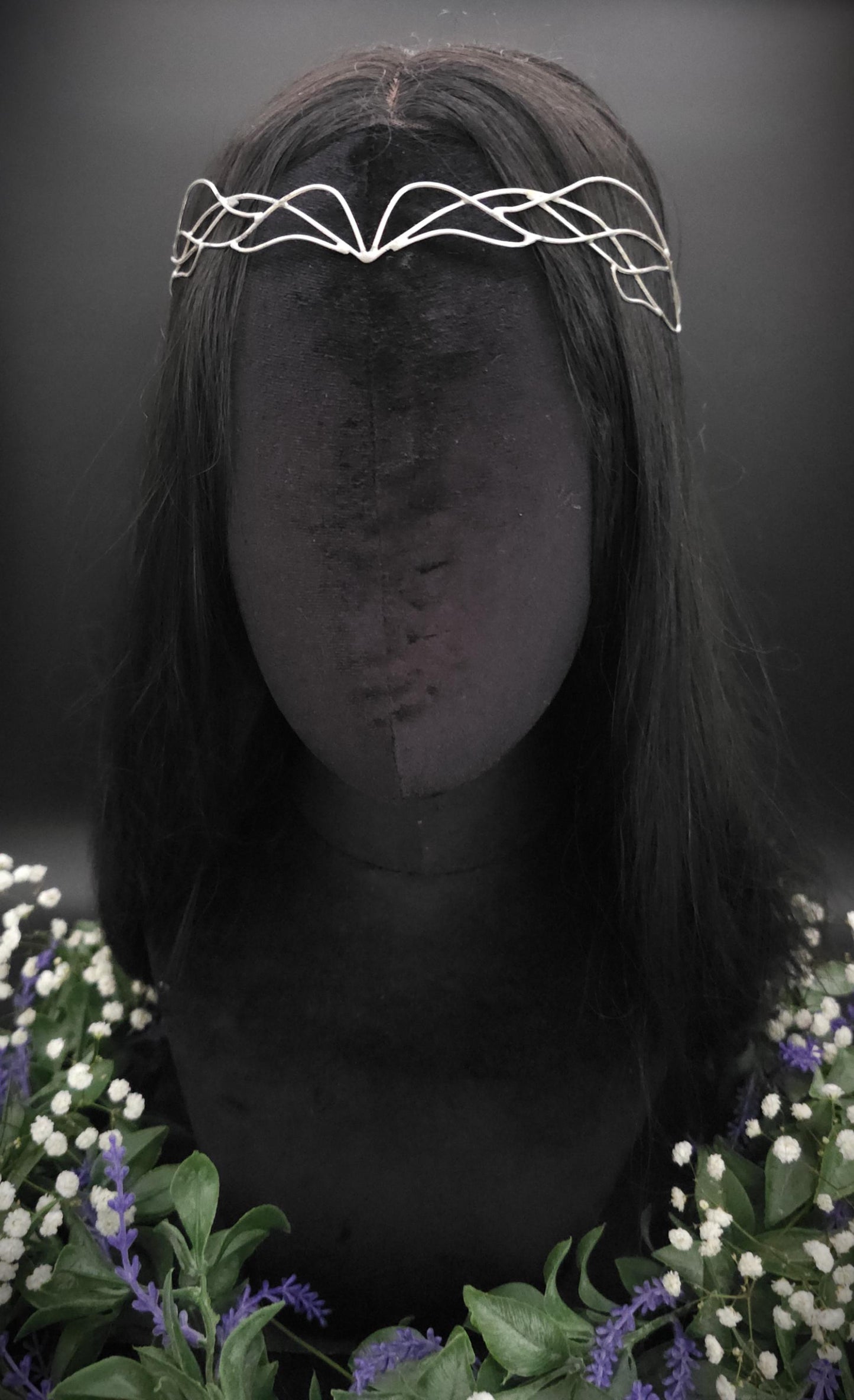 Versilbertes Elfen-Diadem / Designauswahl, Draht-Tiara, größenverstellbar