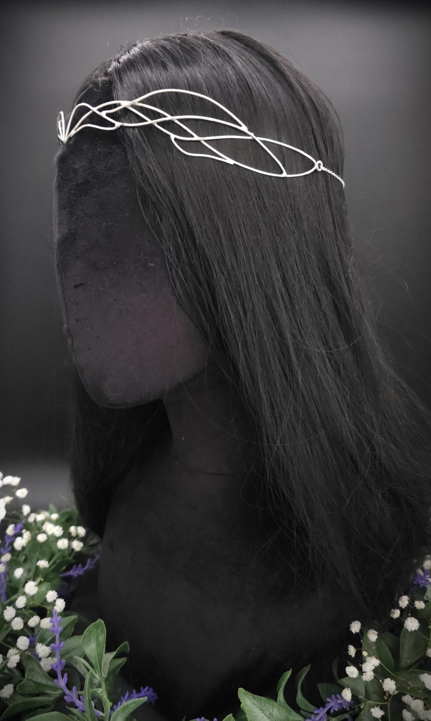 Versilbertes Elfen-Diadem / Designauswahl, Draht-Tiara, größenverstellbar