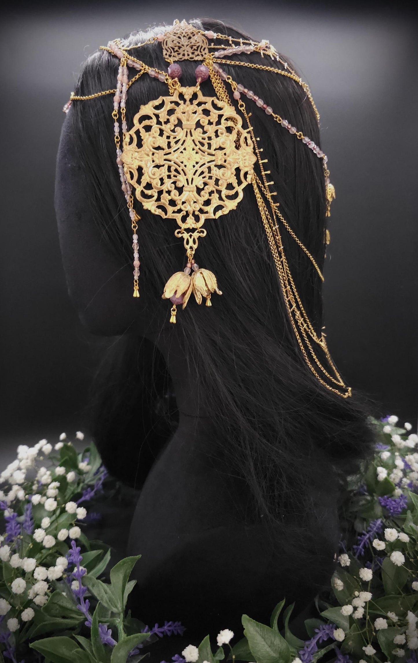 Mucha Art Nouveau Kopfschmuck - Goldenes Headpiece - Tiara - Tribal Dance - Festival & Shooting