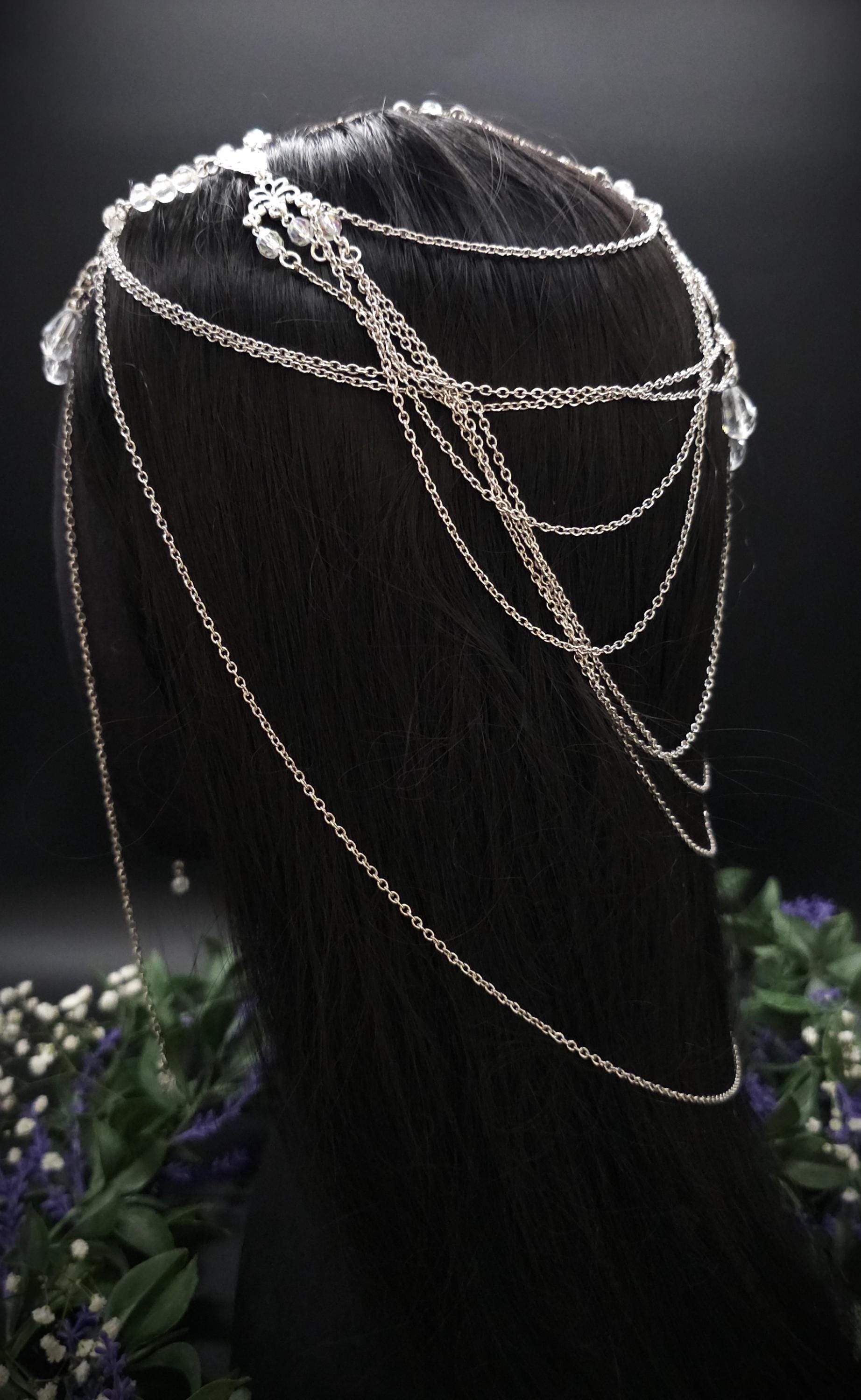 Haarschmuck mit Strass-Applikationen - Fantasy Headpiece - Diadem, Tiara, Kopfschmuck - Haar Accessoire mit Perlen
