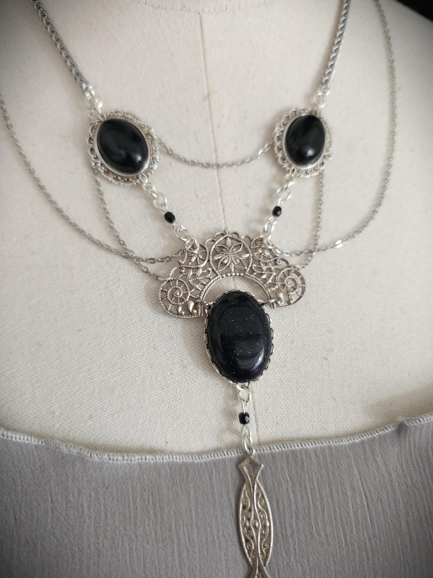 Bodychain "Sreléah" ~ Fantasy Kostüm Accessoire ~ Gothic Art Nouveau Schmuck ~ Körperkette und Bauchtanz ~