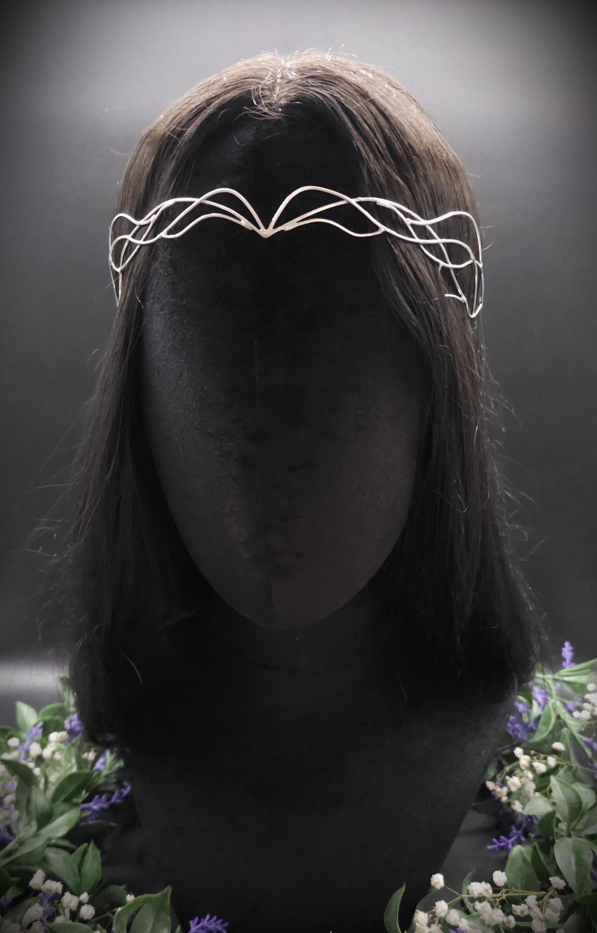Versilbertes Elfen-Diadem "Ereyah" ~ Draht Tiara im Art Nouveau Design ~ Größenverstellbar ~ Accessoire für LARP, Cosplay und Hochzeiten