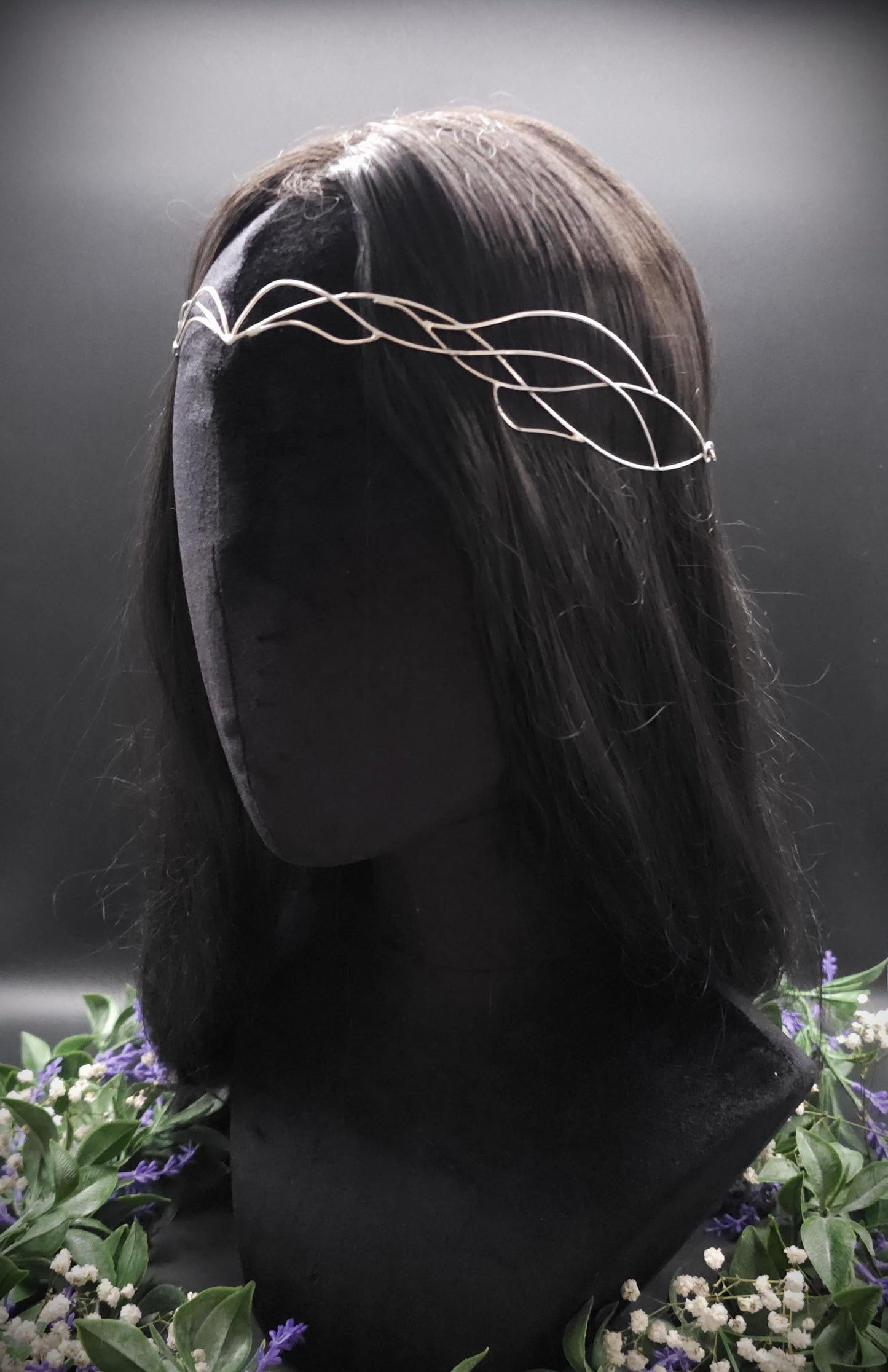 Versilbertes Elfen-Diadem "Ereyah" ~ Draht Tiara im Art Nouveau Design ~ Größenverstellbar ~ Accessoire für LARP, Cosplay und Hochzeiten
