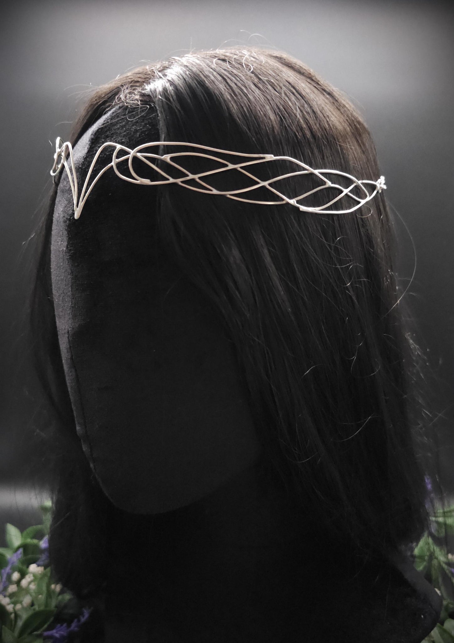 Versilbertes Elfen-Diadem "Nyanvé" ~ Draht Tiara im Art Nouveau Design ~ Größenverstellbar ~ Accessoire für LARP, Cosplay und Hochzeiten