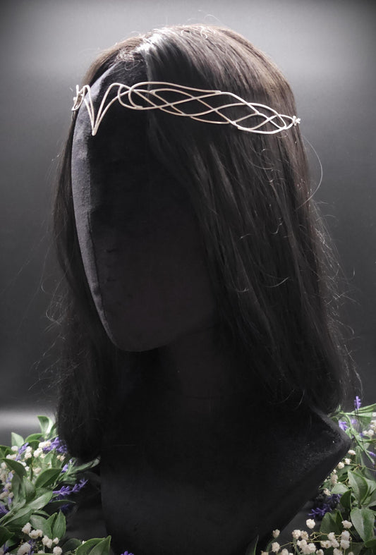 Versilbertes Elfen-Diadem "Nyanvé" ~ Draht Tiara im Art Nouveau Design ~ Größenverstellbar ~ Accessoire für LARP, Cosplay und Hochzeiten