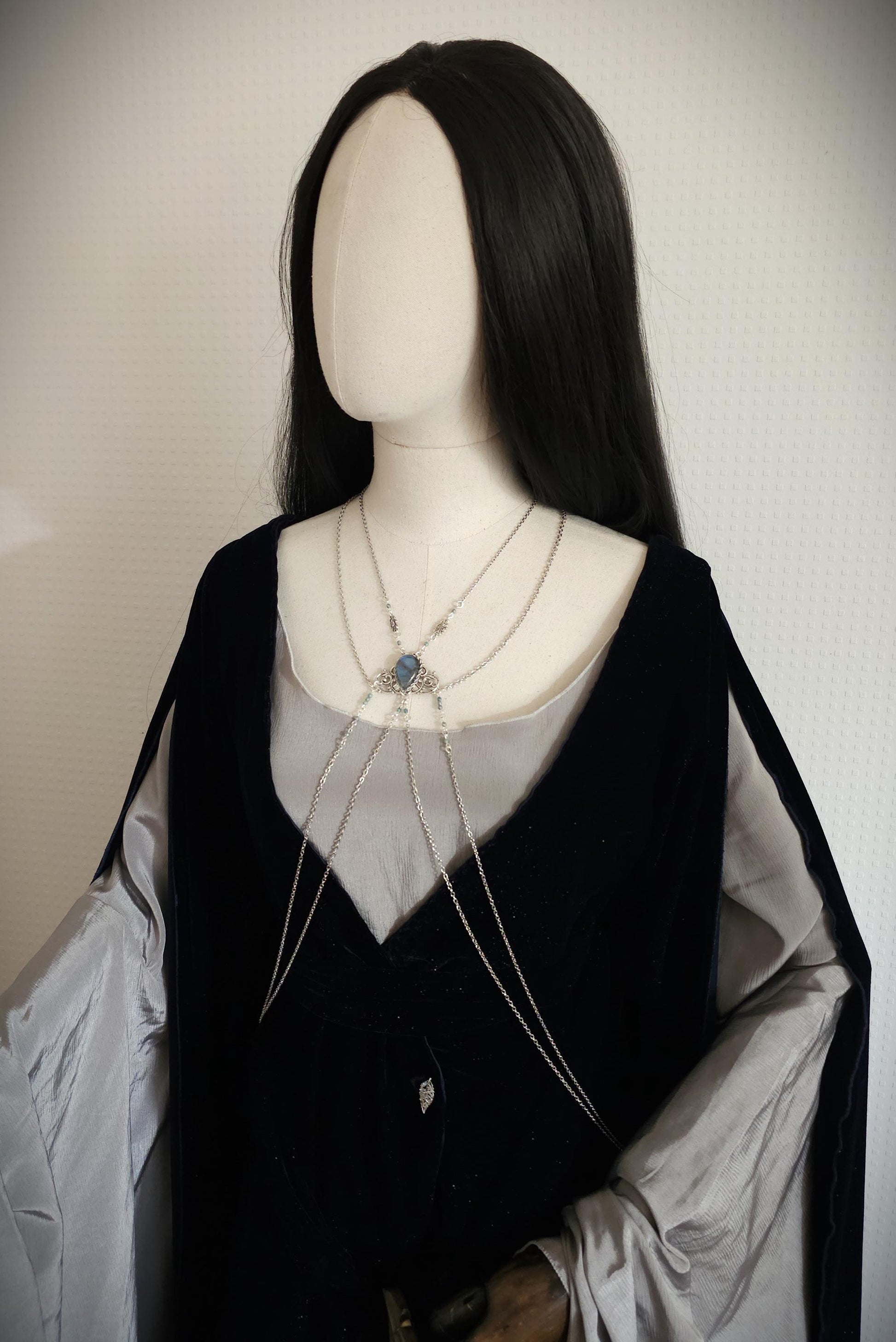 Bodychain "Meanlée" ~ Körperschmuck mit Labradorit ~ Größenverstellbar ~ Fantasy Accessoire ~ Bauchtanz, Fantasy, Cosplay