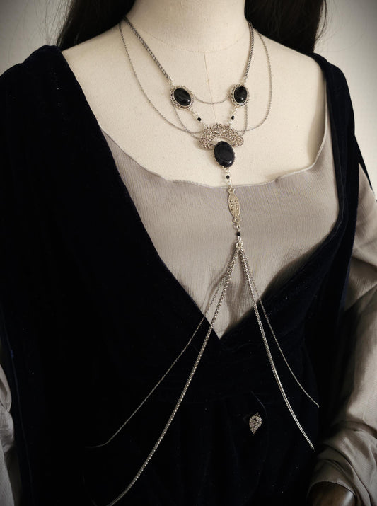 Bodychain "Sreléah" ~ Fantasy Kostüm Accessoire ~ Gothic Art Nouveau Schmuck ~ Körperkette und Bauchtanz ~