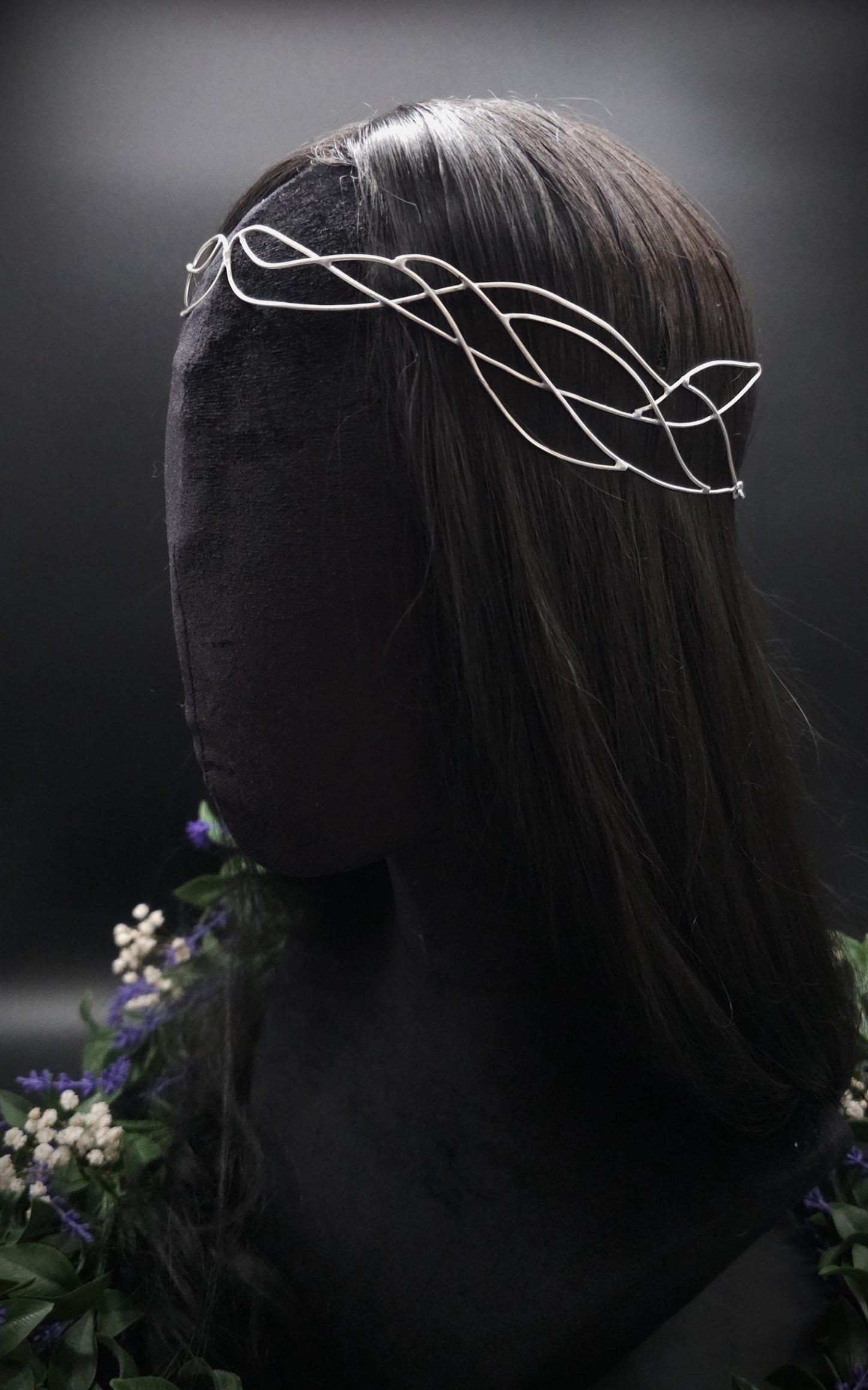Versilbertes Elfen-Diadem "Nanvé" ~ Draht Tiara im Art Nouveau Design ~ Größenverstellbar ~ Accessoire für LARP, Cosplay und Hochzeiten