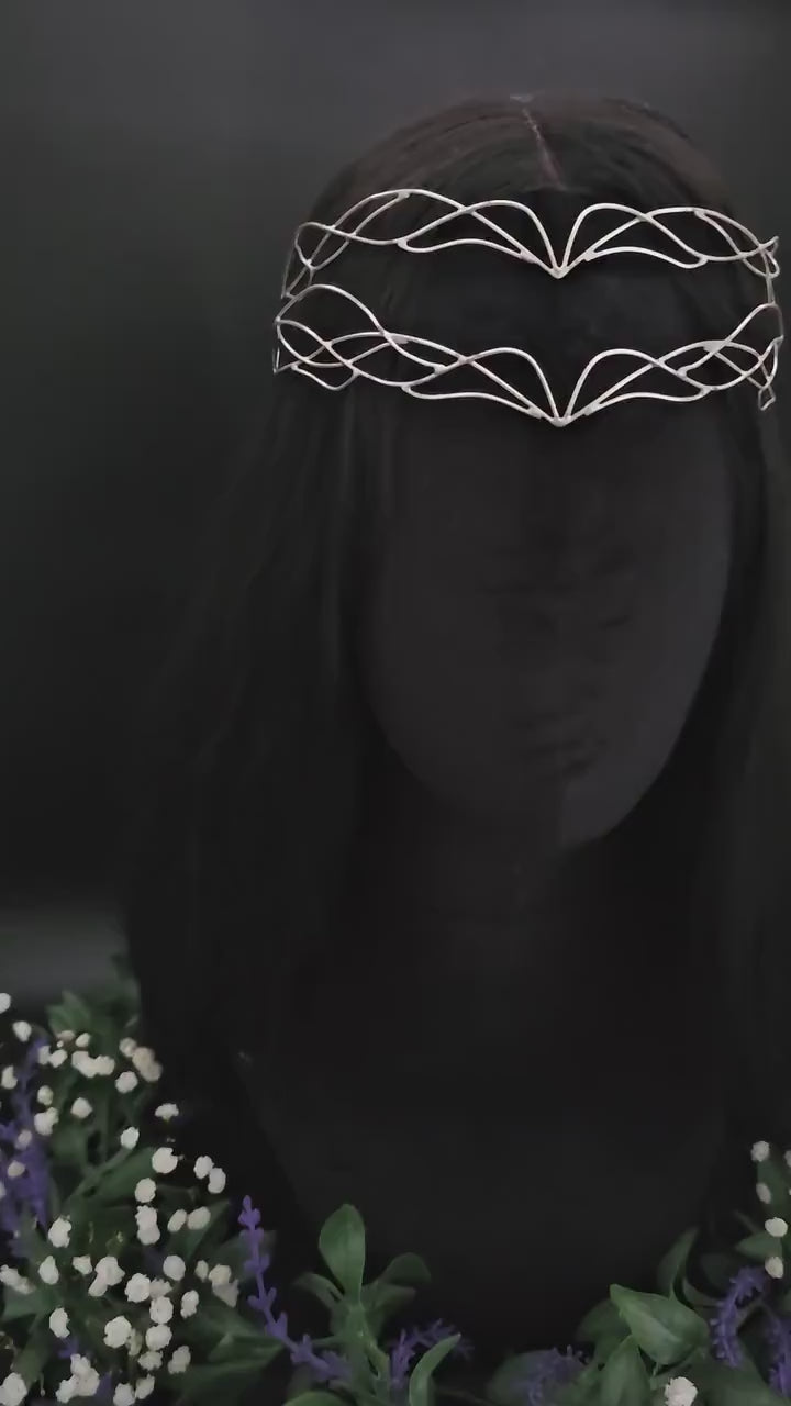 Versilbertes Elfen-Diadem / Designauswahl, Draht-Tiara, größenverstellbar