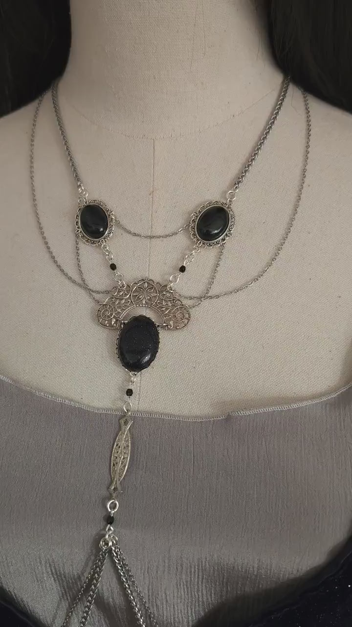 Bodychain "Sreléah" ~ Fantasy Kostüm Accessoire ~ Gothic Art Nouveau Schmuck ~ Körperkette und Bauchtanz ~