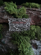 Silberne Brosche mit Pfirsich Mondstein, Schalnadel im Art Nouveau Stil, Fantasy Accessoire, Renaissance Faire