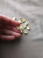 Mini Blätter Knöpfe, 4er Set, goldene Ahorn Knöpfe
