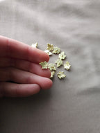Mini Blätter Knöpfe, 4er Set, goldene Ahorn Knöpfe