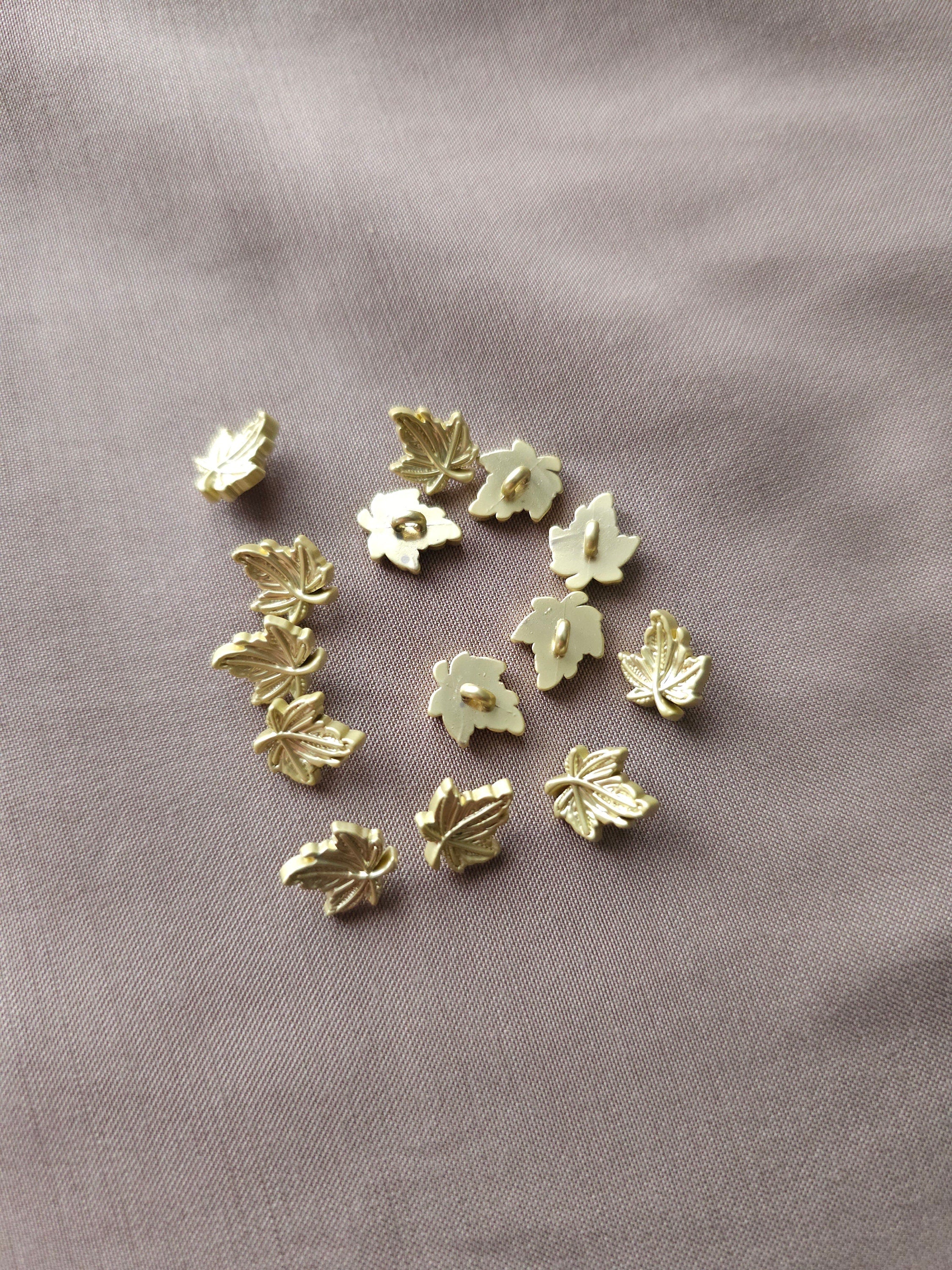Mini Blätter Knöpfe, 4er Set, goldene Ahorn Knöpfe