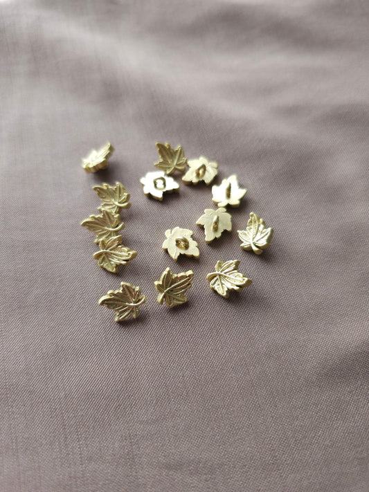 Mini Blätter Knöpfe, 4er Set, goldene Ahorn Knöpfe
