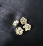 Metall Blumenknöpfe ~ 4er Set ~ eingefasstes Perlmutt ~ elegante Knöpfe ~ Basteln & DIY