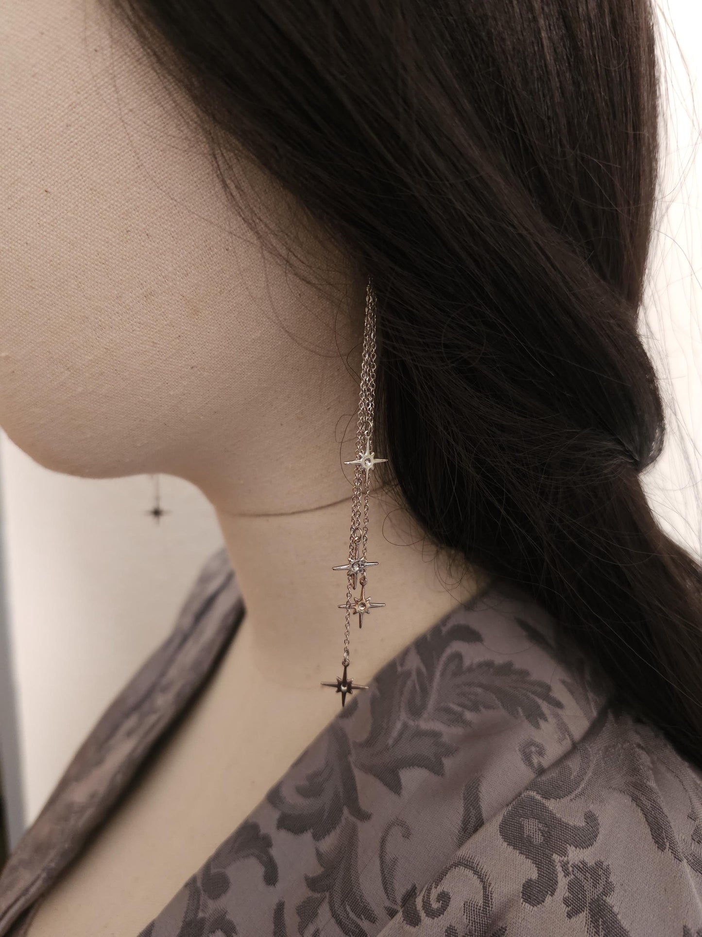 Stern-Hängeohrringe, Fantasy Ohrringe, Farbauswahl, gold und silberne Sterne