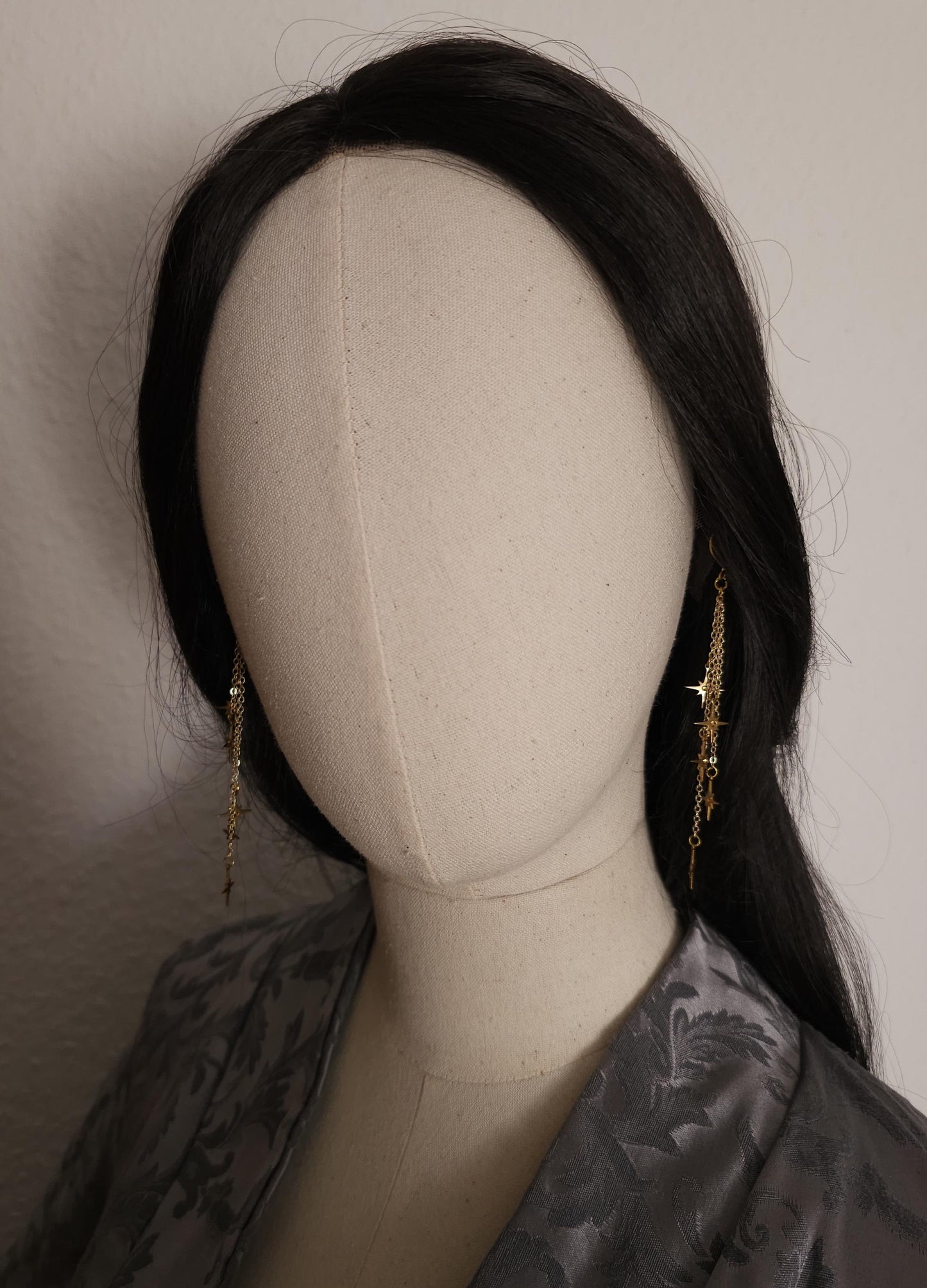 Stern-Hängeohrringe, Fantasy Ohrringe, Farbauswahl, gold und silberne Sterne