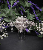 Silberner Braut-Haarkamm - mit Sternen und Kristalltropfen –Hochzeits-Haarschmuck - Fantasy Accessoire