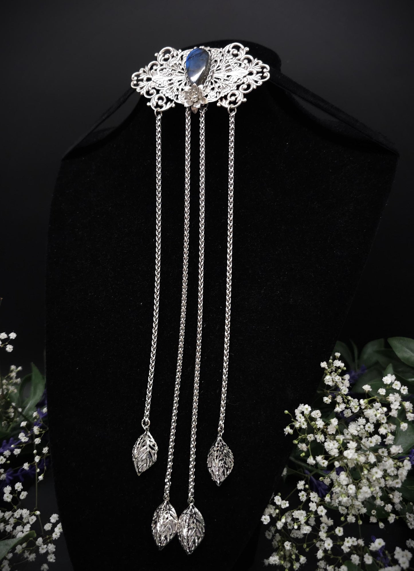 Elfenhafte Jugendstil Brosche ~Vintage Art Nouveau Broschennadel ~ Schalnadel für Fantasy, Gothic, Mittelalter und LARP