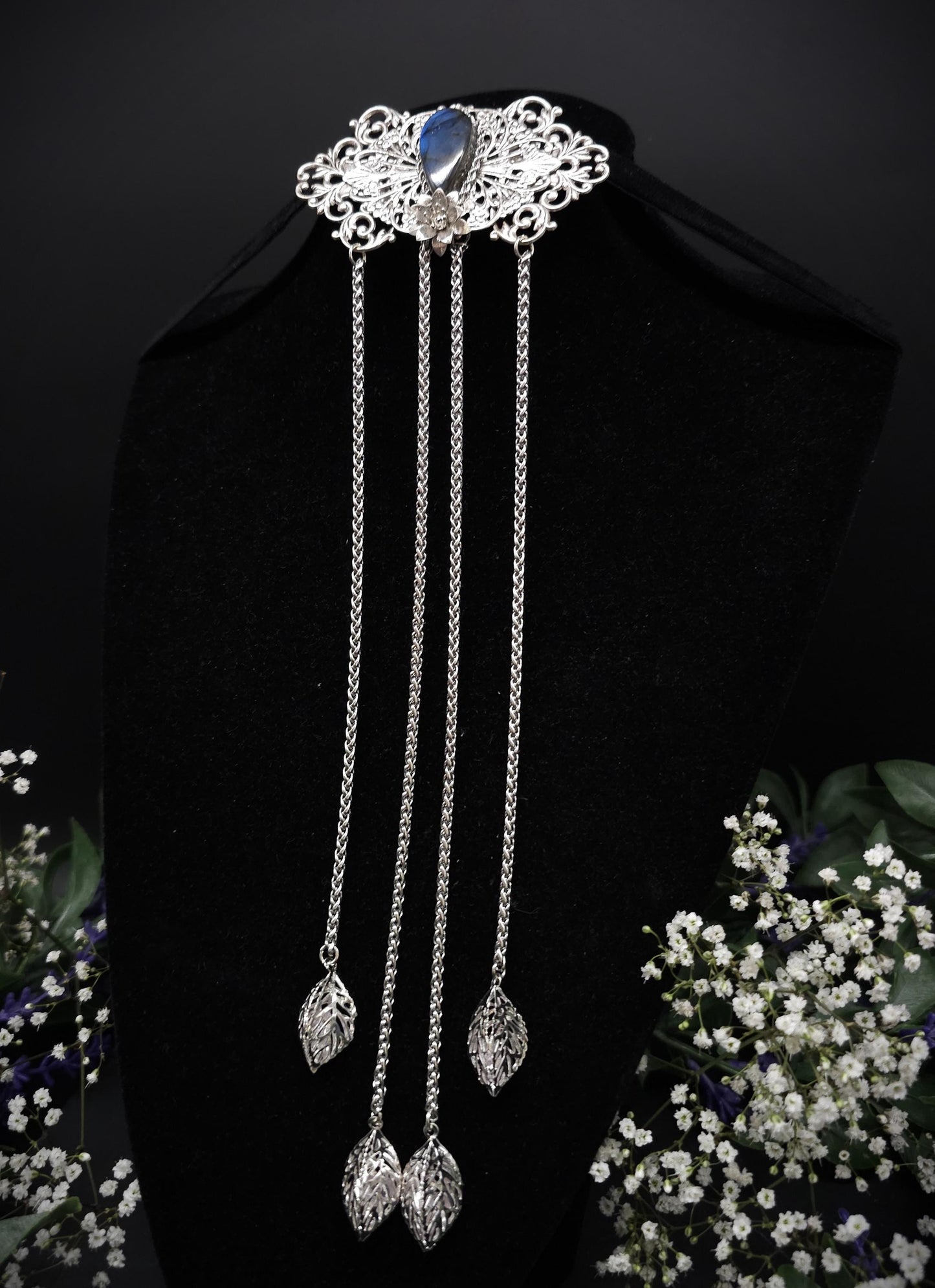Elfenhafte Jugendstil Brosche ~Vintage Art Nouveau Broschennadel ~ Schalnadel für Fantasy, Gothic, Mittelalter und LARP