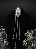 Art Nouveau Labradorite Brooch: Sage Turquoise, Gothic Fantasy Accessory