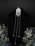 Art Nouveau Labradorite Brooch: Sage Turquoise, Gothic Fantasy Accessory