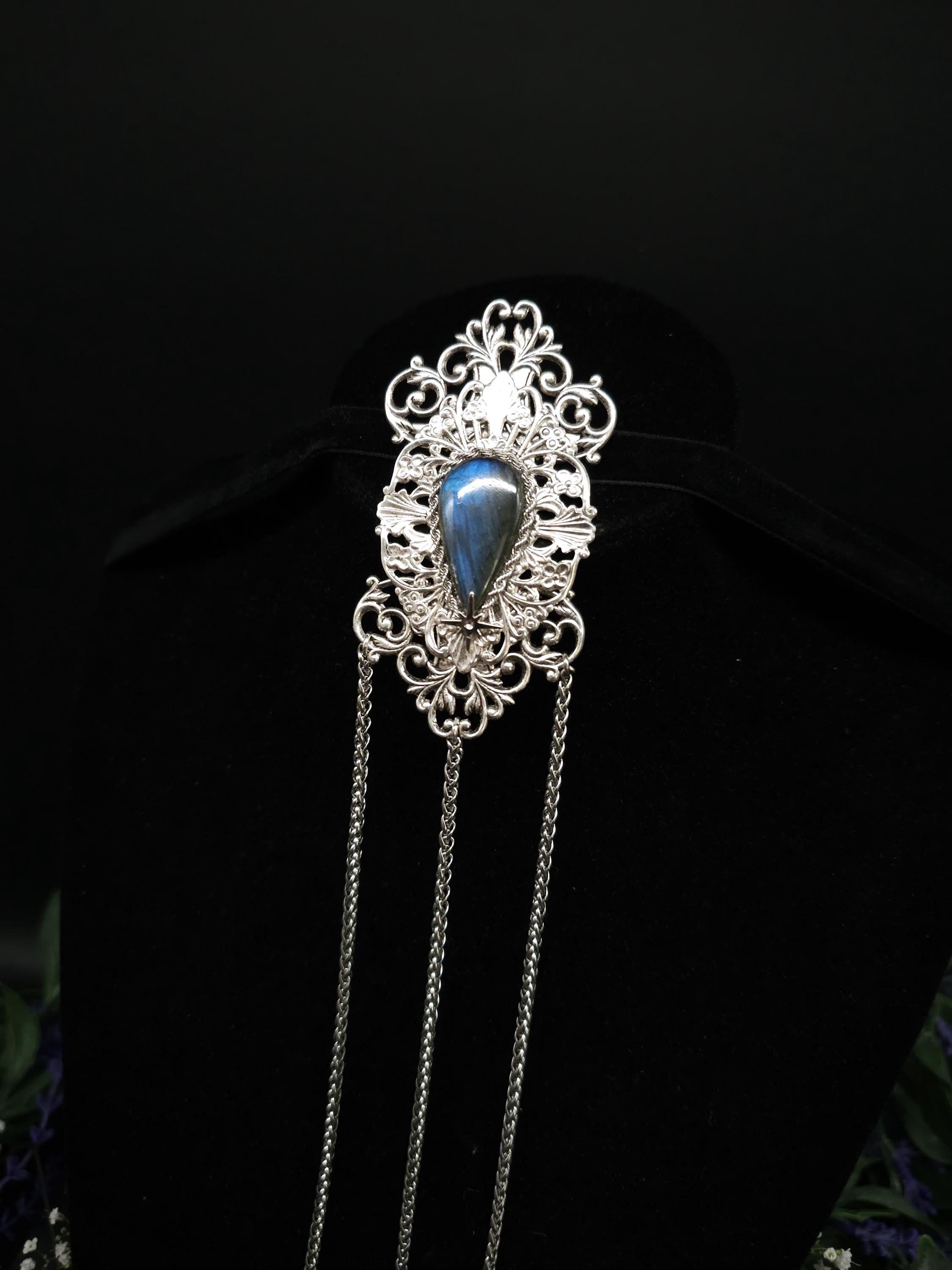Art Nouveau Labradorite Brosche ~ Gothic, Fantasy & Mittelalter Accessoire