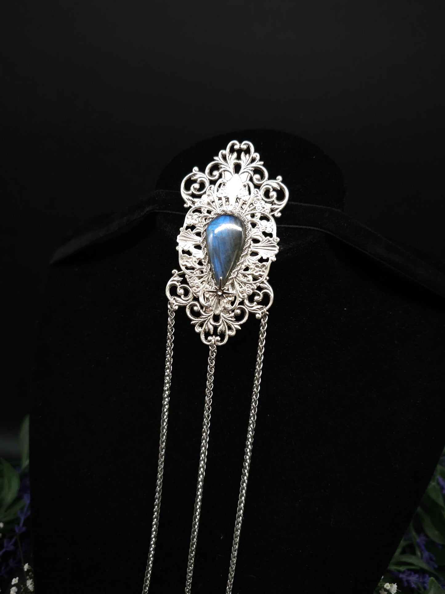 Art Nouveau Labradorite Brosche ~ Gothic, Fantasy & Mittelalter Accessoire