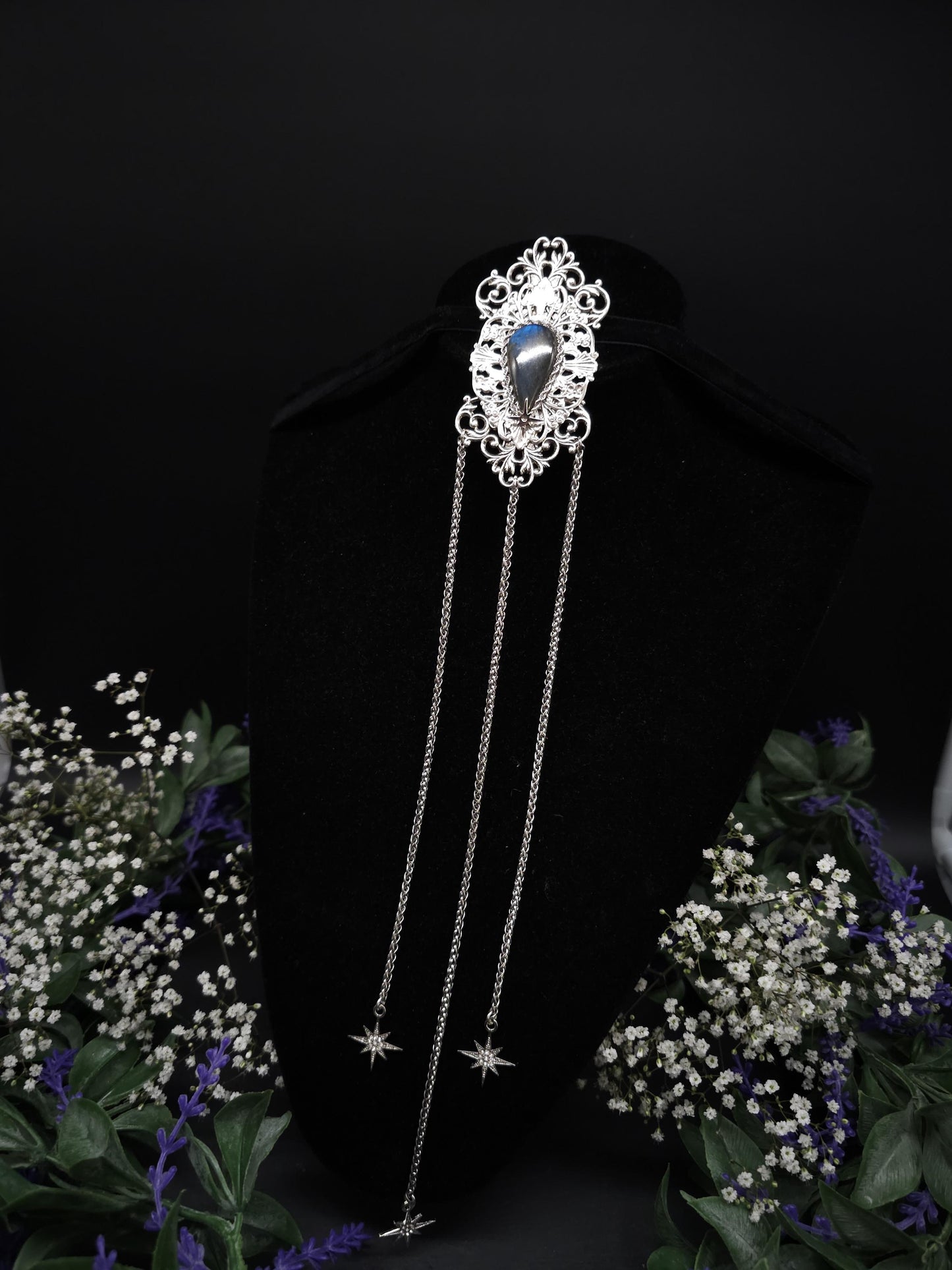 Art Nouveau Labradorite Brosche ~ Gothic, Fantasy & Mittelalter Accessoire